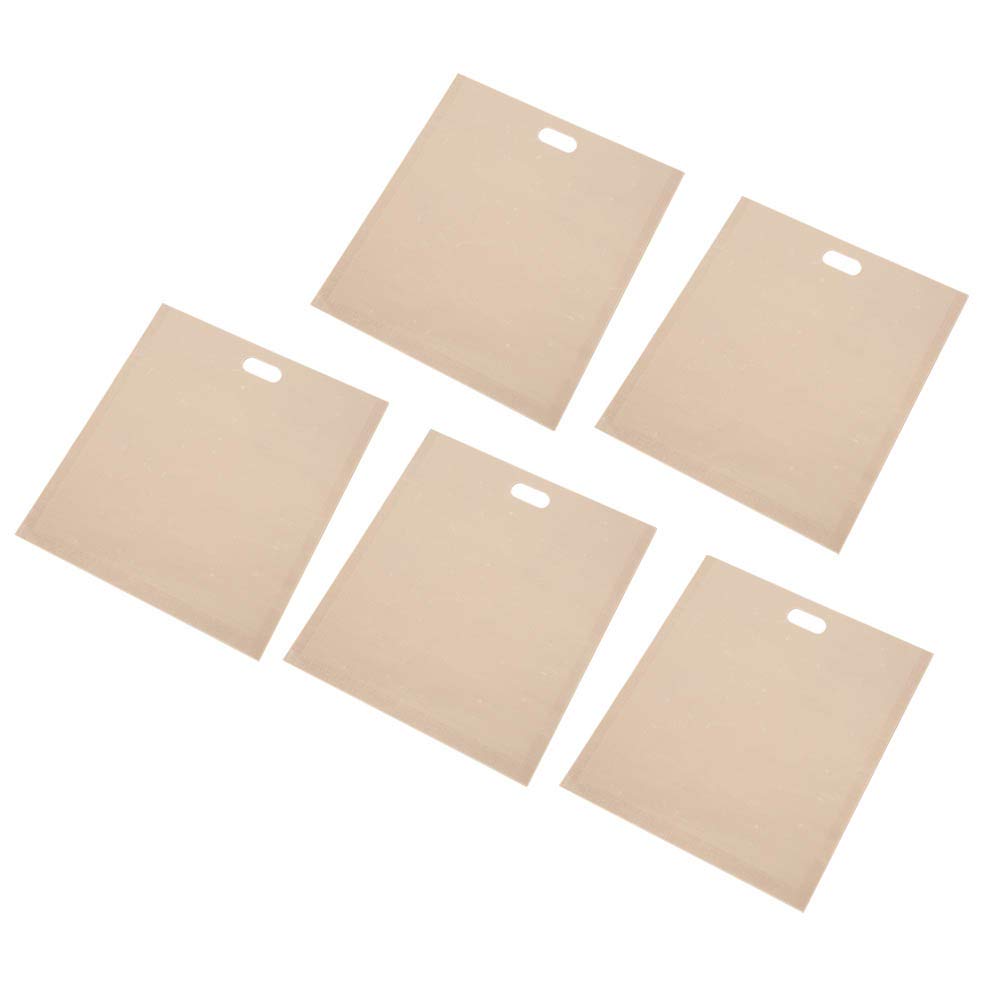 5-Pack Non-Stick Reusable Toaster Bags for Sandwiches, Grilled Cheese & Pizza - Safe Heat-Resistant Food Containers for Quick Breakfast & Snack Preparation