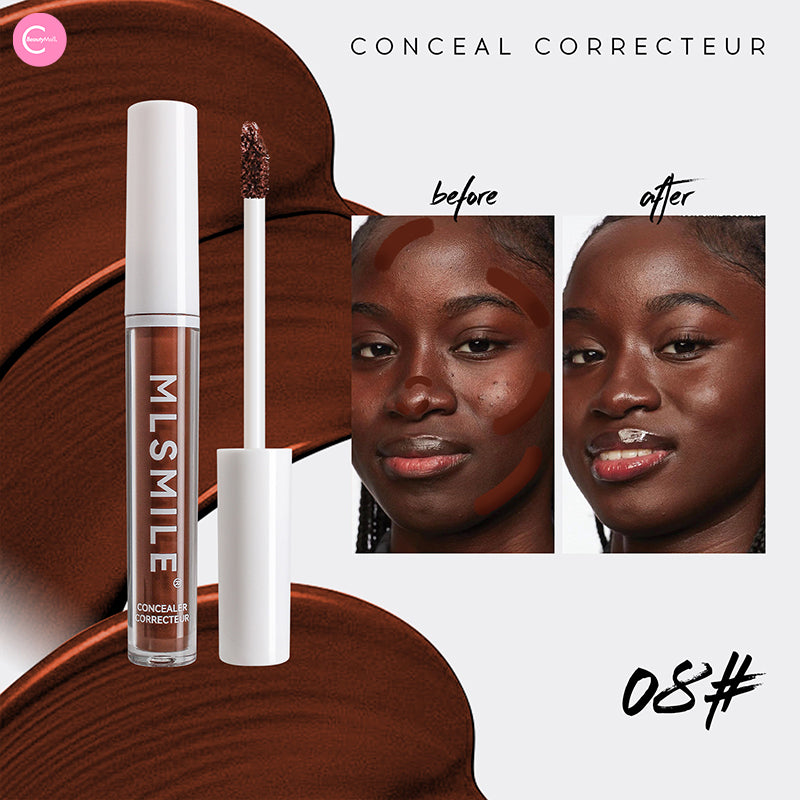 MLSMILE Concealer Corrector - Full Coverage Liquid Makeup for Dark Circles & Blemishes - Perfect for Everyday Wear & Special Occasions