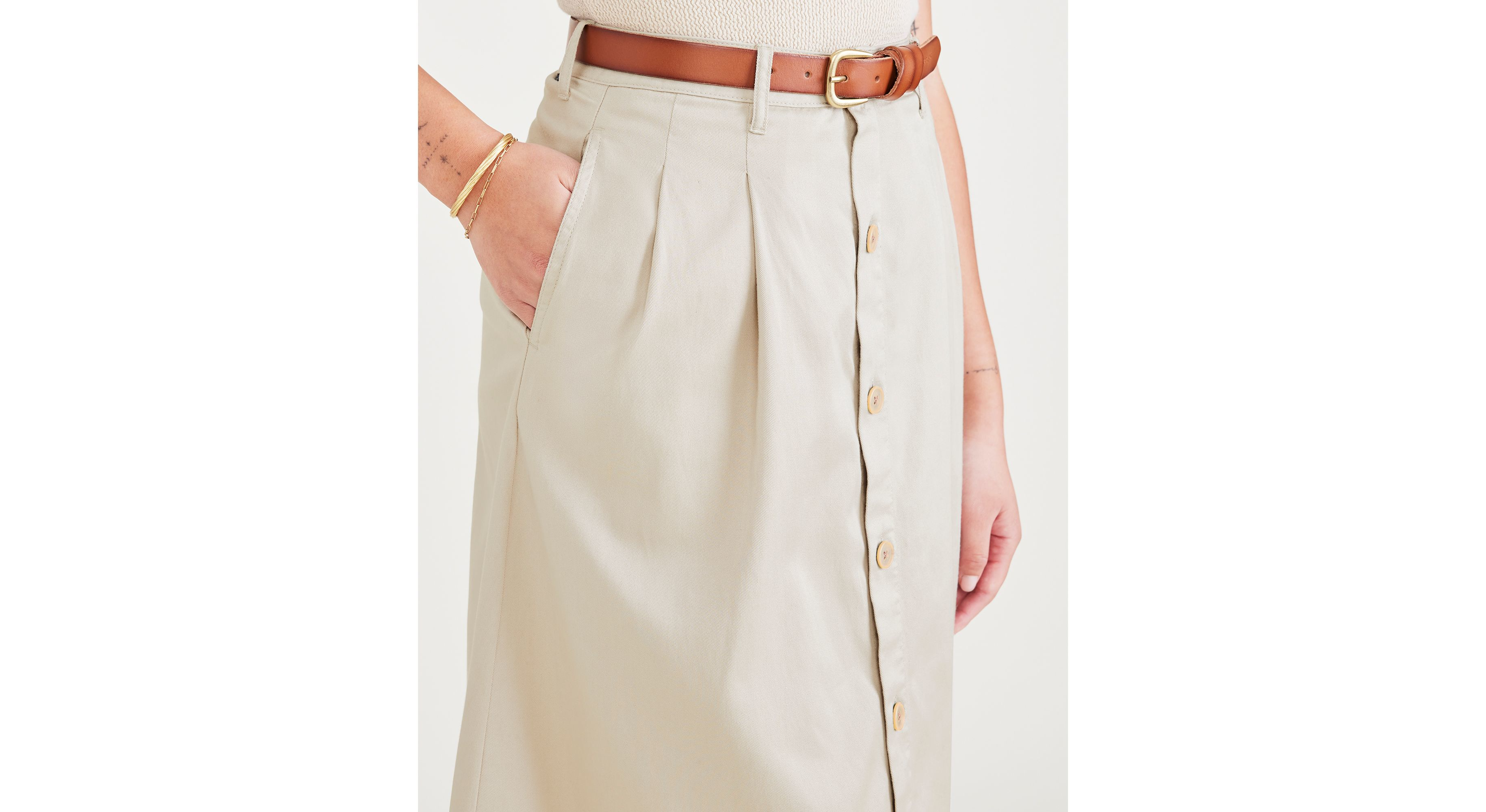Stylish Midi Skirt A42730005 for Women - Elegant High Waist Flowy Skirt for Office, Party & Casual Wear | Perfect for Spring & Summer Outfits