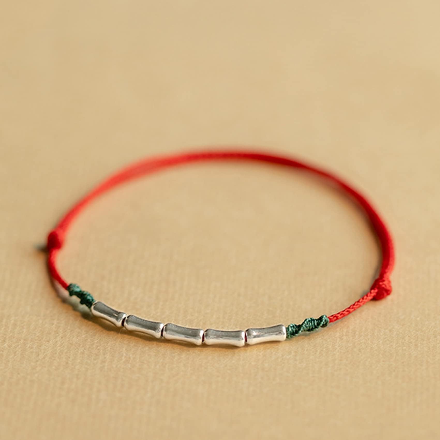 Feng Shui Bracelet - Sterling Silver Adjustable Lucky Red String Bracelet for Men & Women - Handmade Tibetan Buddhist Anklet for Good Luck & Protection - Perfect for Meditation, Yoga & Daily Wear