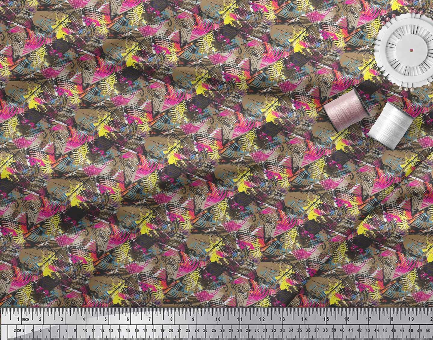 Soimoi Moss Georgette Brown Fabric by The Yard - 42 Inch Wide Animal Skin Abstract Print Fabric for Dresses, Curtains & Home Decor | Wild & Stylish Fashion Fabric for DIY Sewing Projects