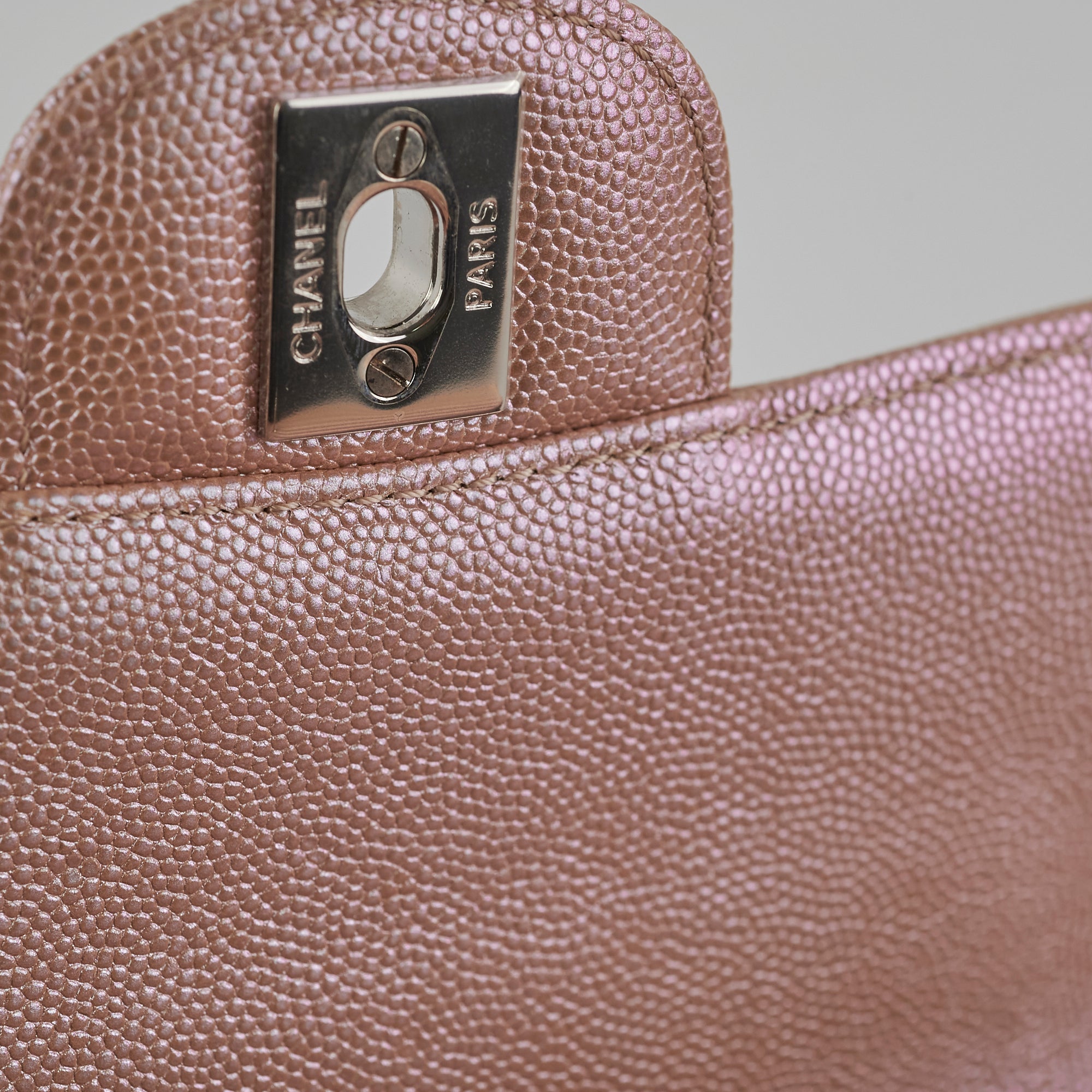 Chanel Mini Rectangular Chevron Caviar Leather Bag in Rose Gold Iridescent - Luxury Crossbody Purse for Women, Perfect for Evening Parties & Date Nights