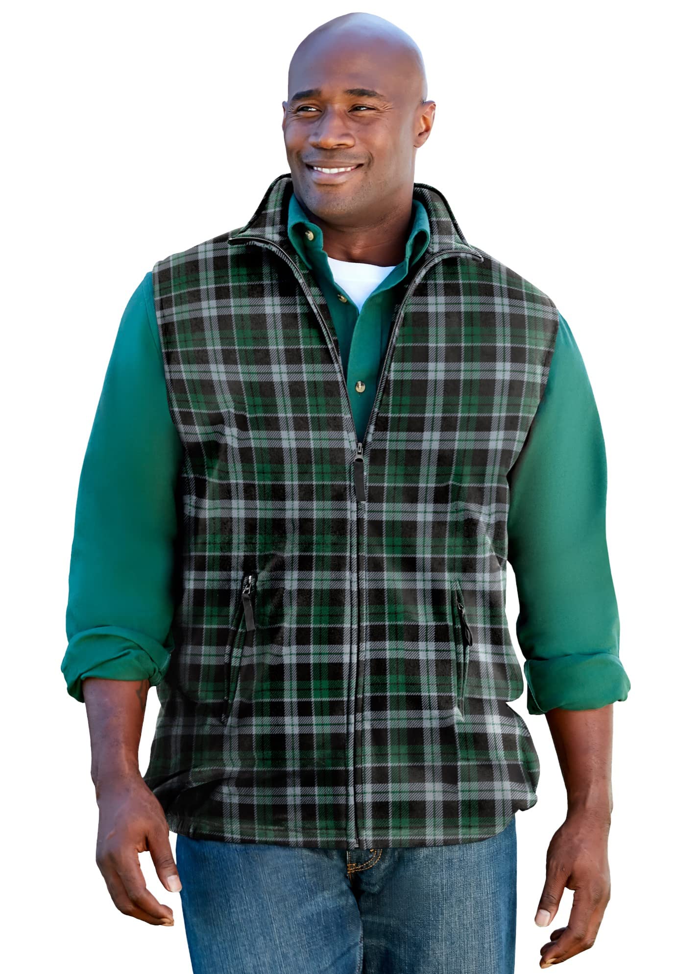 KingSize Men's Big & Tall Explorer Plush Fleece Zip Vest - Warm Winter Layering for Outdoor Activities, Hiking & Casual Wear