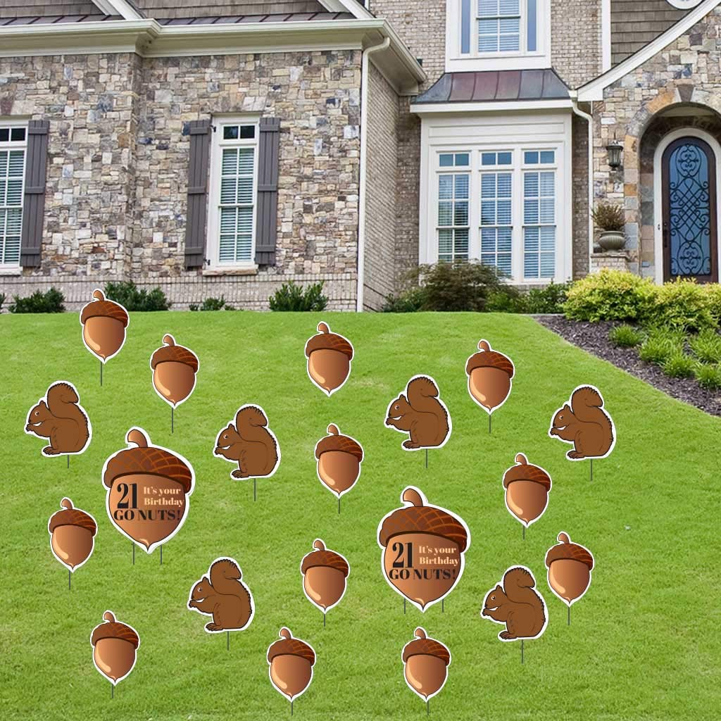 VictoryStore 21st Birthday Yard Decorations - 'It's Your Birthday Go Nuts!' Outdoor Party Sign with 22 Stakes | Perfect for Backyard Celebrations, Milestone Birthdays & Festive Lawn Decor