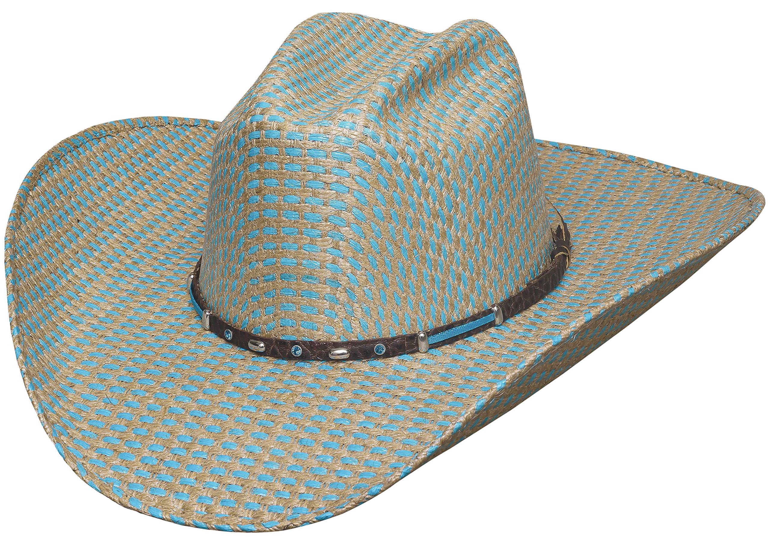 All Star Kids Cowboy Straw Hat - Turquoise Western Style Sun Hat for Boys & Girls - Perfect for Outdoor Play, Beach, and Summer Adventures