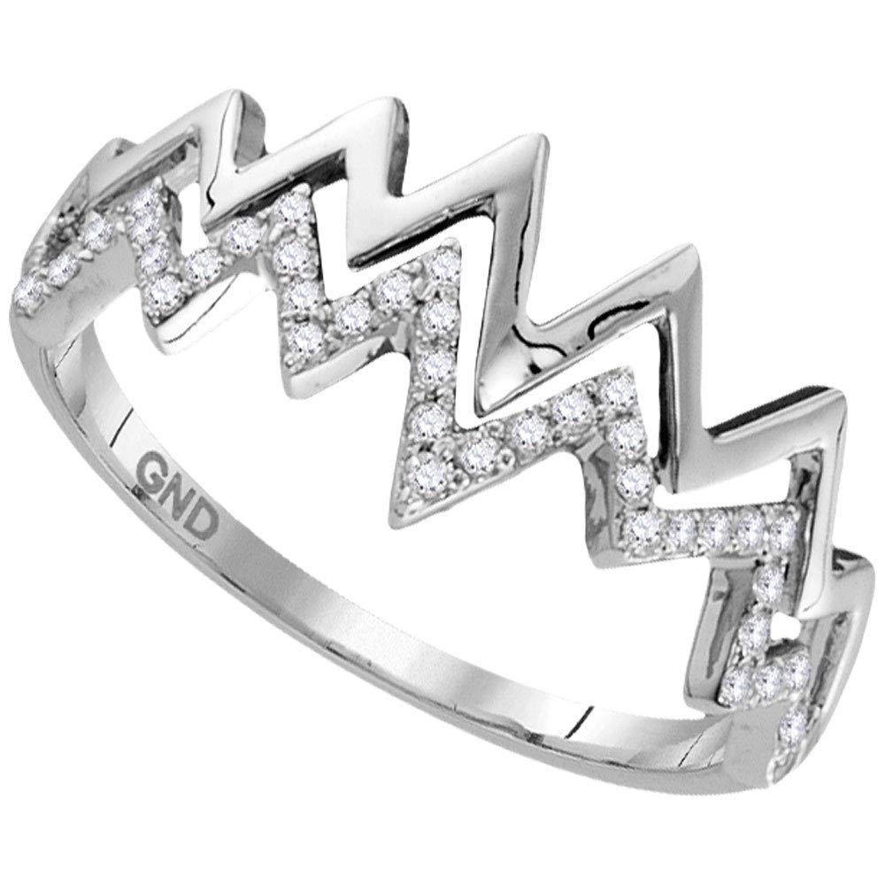 Dazzlingrock 10K White Gold Women's Round Diamond Heartbeat Band Ring - 1/6 CTW, Elegant Promise Ring for Anniversary, Valentine's Day Gift, Wedding Jewelry