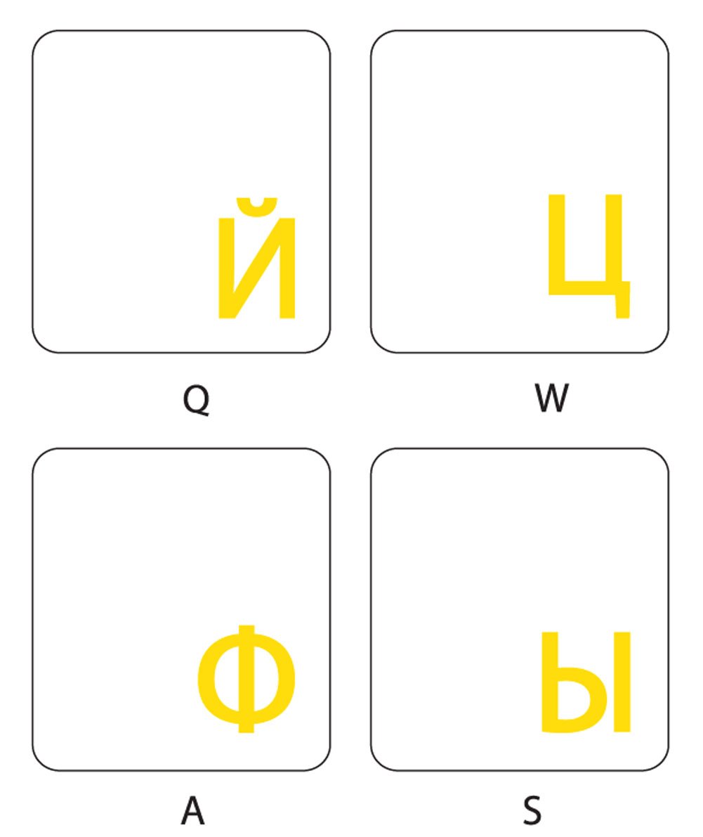 Russian Cyrillic Keyboard Stickers - Yellow Lettering on Clear Transparent Labels for Laptops & Desktops | Perfect for Typing in Russian, Language Learning & Multilingual Computing