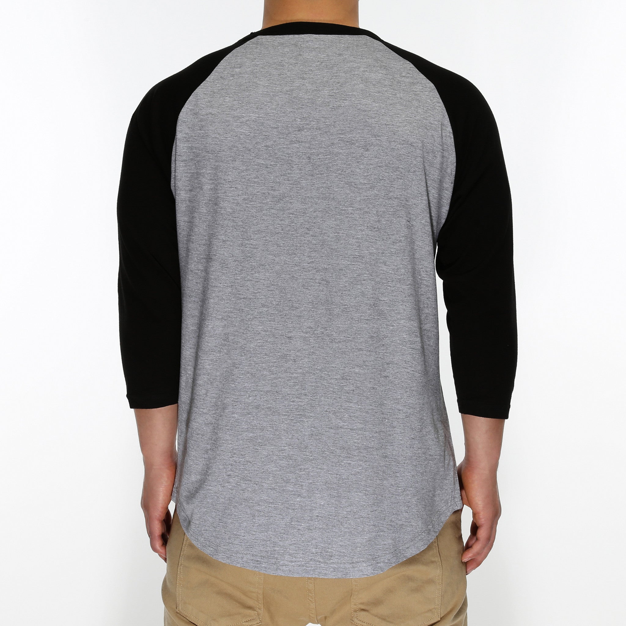New Star 3/4 Sleeve Baseball Tee for Men & Women - Soft Heather Grey & Black Cotton Blend Shirt - Casual Wear, Sports, and Everyday Outfits
