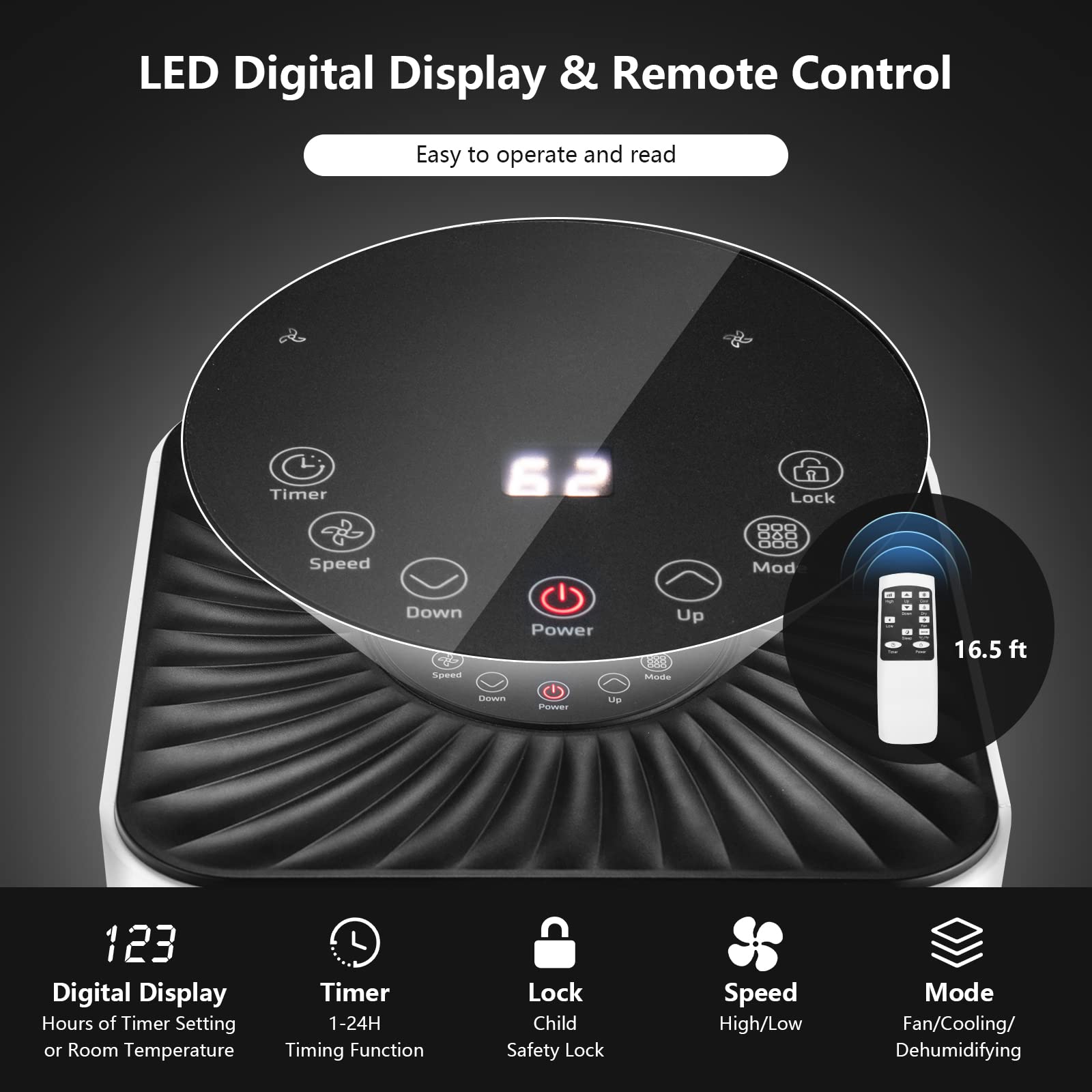 ARLIME 8000 BTU Portable Air Conditioner - Cools 230 Sq. Ft, 2-Speed Fan & Dehumidifier with Child Lock, 24H Timer, LED Display - Perfect for Living Room, Bedroom, Office & Small Spaces (Ideal for Summer Cooling & Year-Round Comfort)