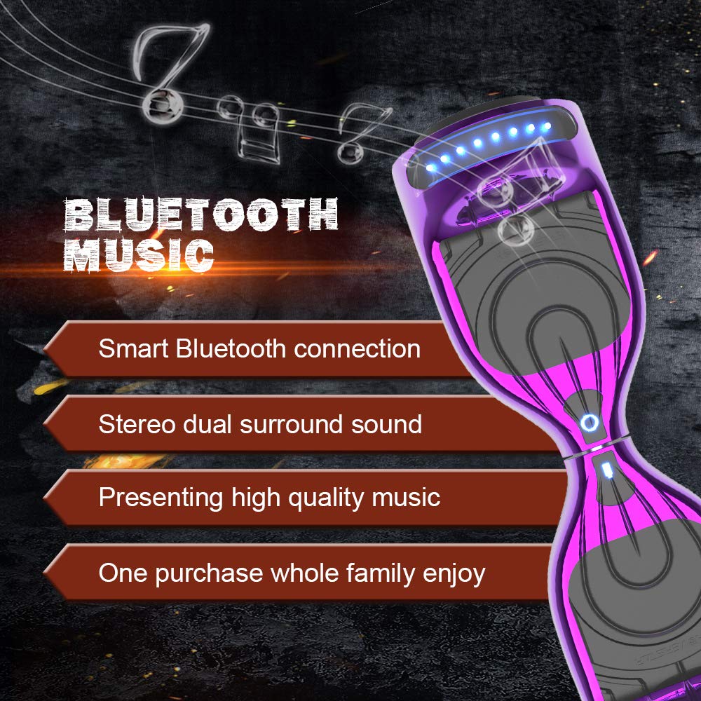 Certified HS2.01 Hoverboard with Bluetooth, LED Lights & Flash Wheels - Self Balancing Electric Scooter for Kids & Adults - Perfect for Commuting, Fun Rides & Outdoor Adventures