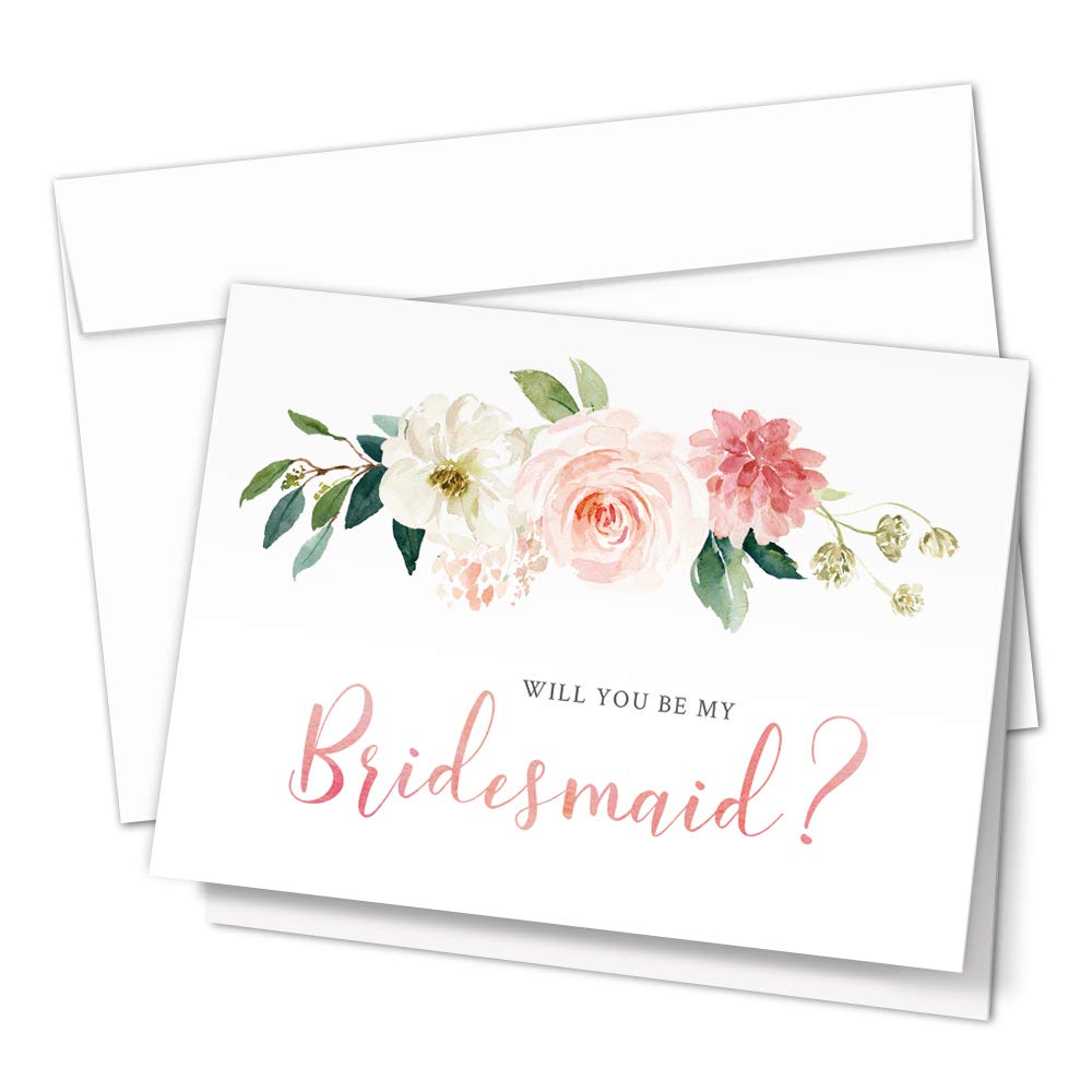 Elegant Floral Bridesmaid Proposal Cards Set - 10 Piece (8 Bridesmaid + 2 Maid of Honor) with Envelopes | Perfect for Wedding Party Invitations, Bridal Shower Gifts & Special Keepsakes