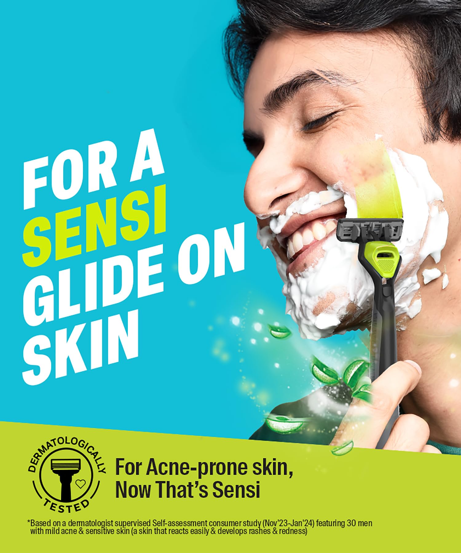 Bombay Shaving Company Sensi Smart 3 Razor Value Pack for Men - Handle + 3 Blade Cartridges with Aloe Gel & Argan Oil Lubrication - Pivot Head for Smooth Shaving - Perfect for Travel & Daily Grooming Routine