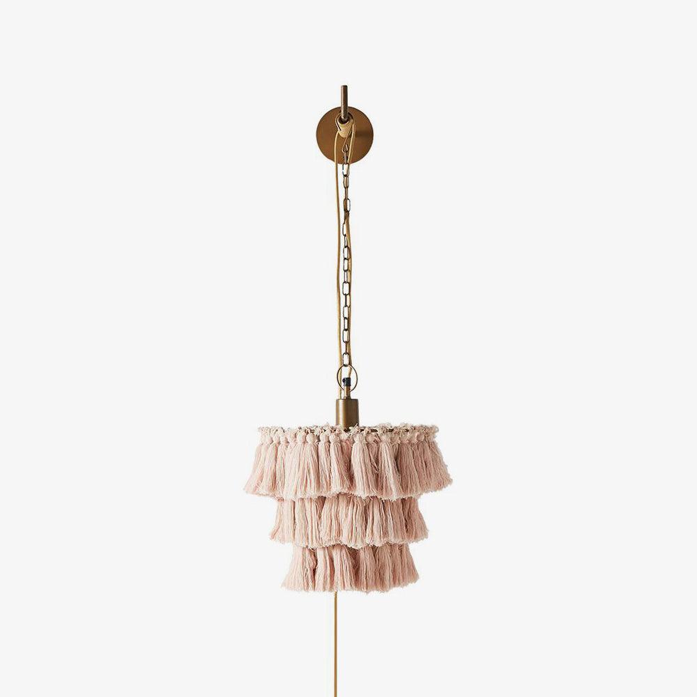 Fela Boho Tassel Wall Lamp - Vintage Rattan Hanging Light for Bedroom, Living Room, Nursery - Stylish Decorative Lighting for Home & Office