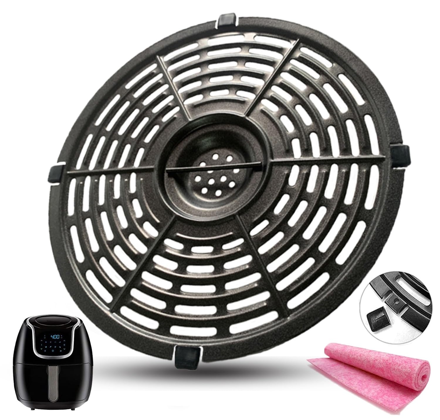 5QT Air Fryer Rack Compatible with Gourmia GAF575, PowerXL, Ninja Foodi, Gowise, Chefman & Dash Air Fryers - Premium Stainless Steel Grill Pan & Crisper Plate for Healthy Cooking - Perfect for Roasting, Grilling & Air Frying Chicken, Vegetables & More