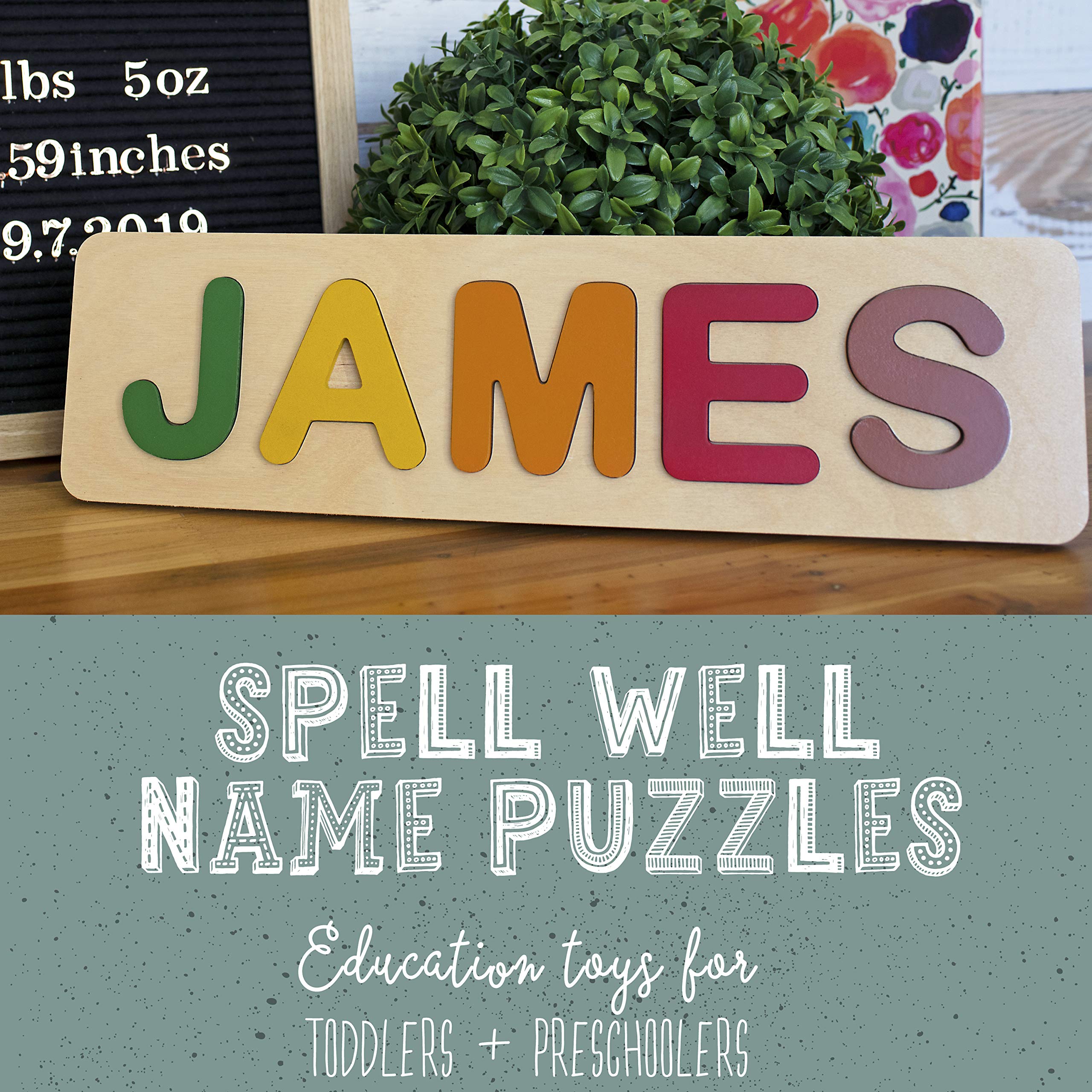 Personalized Wooden Name Puzzle for Toddlers - Custom Up to 12 Letters, Early Learning Educational Toy for Baby Boys & Girls | Easter Gift, Birthday Present, Montessori Classroom Activity