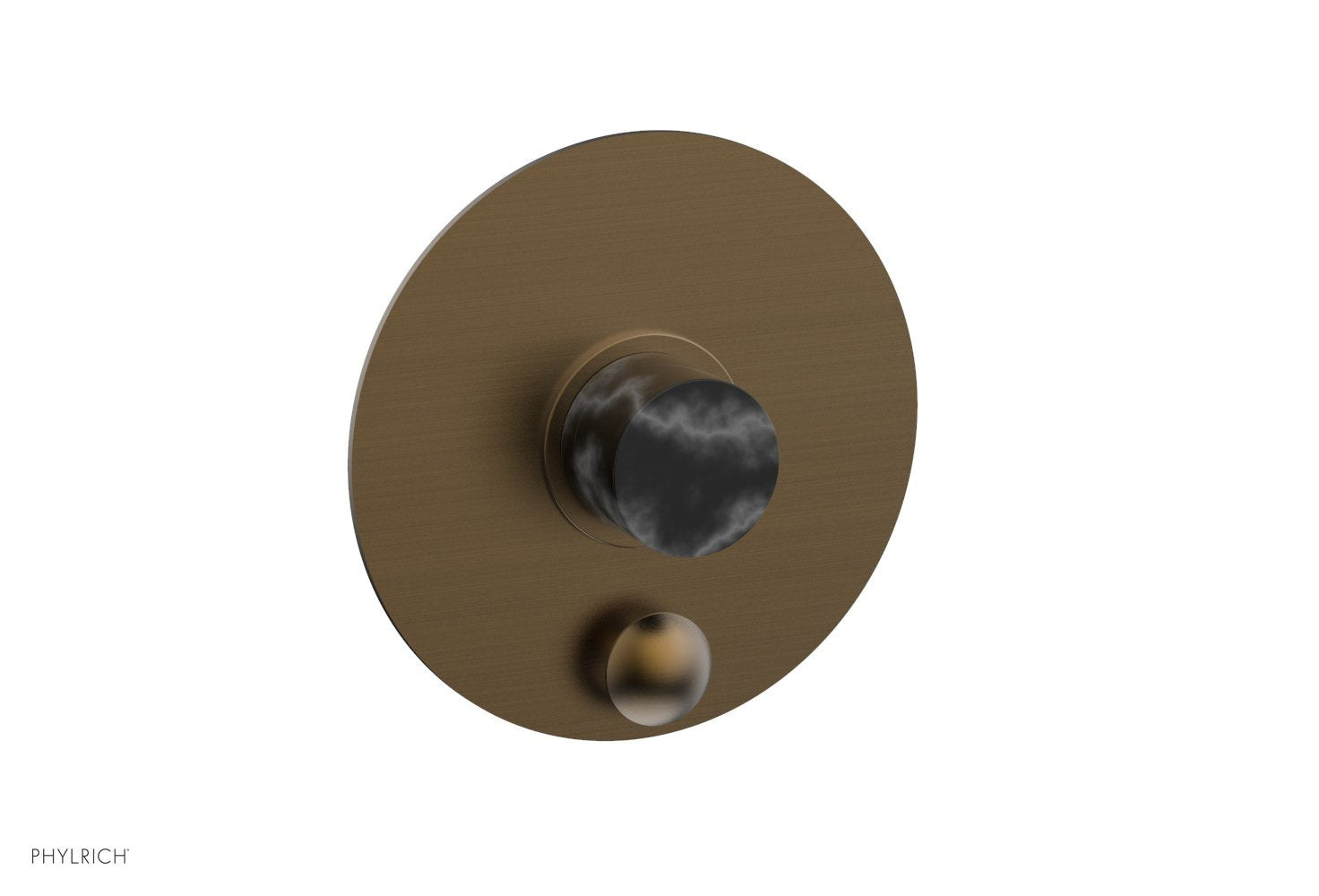 Premium Black Marble Pressure Balance Shower Trim Set with Diverter & Handle - BASIC II Shower Plate for Modern Bathrooms | Perfect for Spa-Like Showers & Luxury Home Renovations