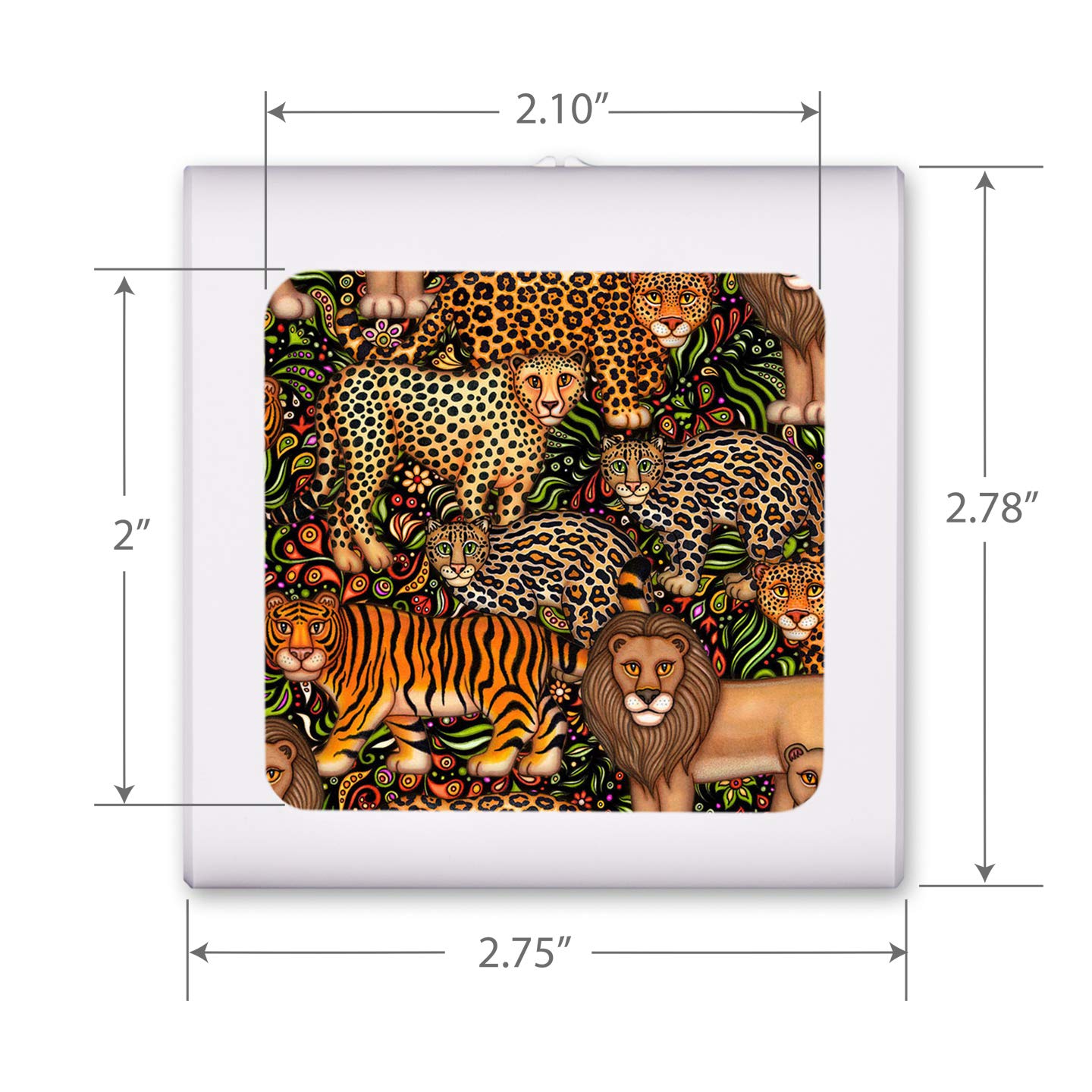 Dimmable LED Night Light with Auto On/Off Sensor - Adjustable Warm Light for Bathroom, Hallway, Nursery & Bedroom - Big Cats Design by Dan Morris - Perfect for Nighttime Safety and Comfort