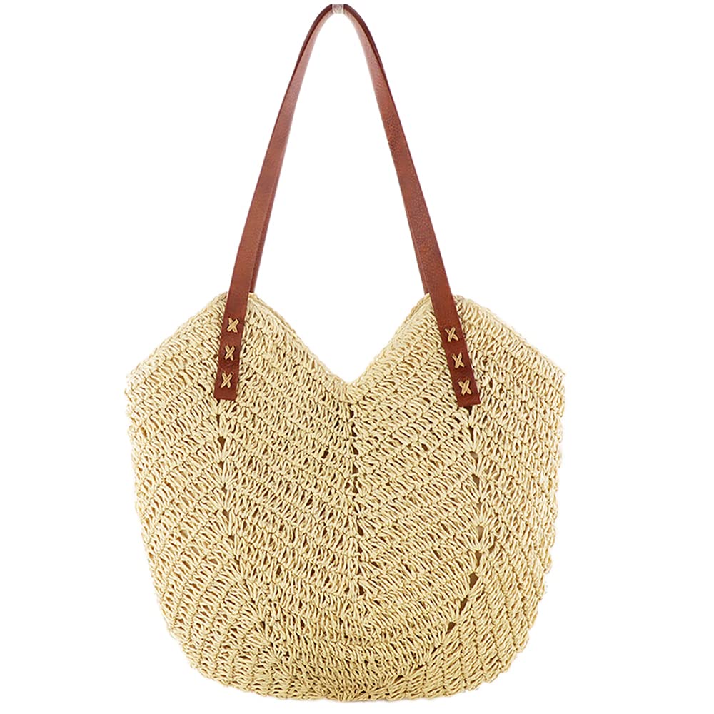 Stylish Soft Straw Beach Tote Bag for Women - Handwoven Natural Chic Shoulder Bag - Perfect for Summer Vacations, Pool Parties & Beach Getaways