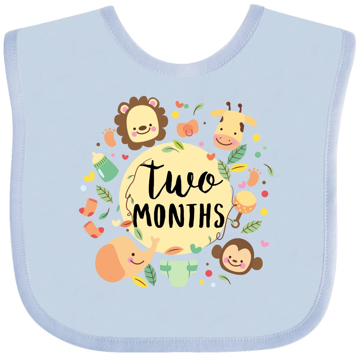 Inktastic 2 Months Baby Milestone Bib - Soft Cotton Drool Bib for Newborns & Infants - Perfect for Photo Shoots, First Feedings & Special Occasions