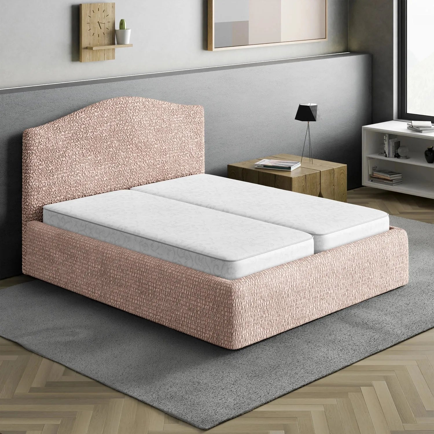 Full/Queen Size Bed Headboard & Frame Slipcover - Microfiber Collection | Elegant Bedroom Upgrade for Home Decor