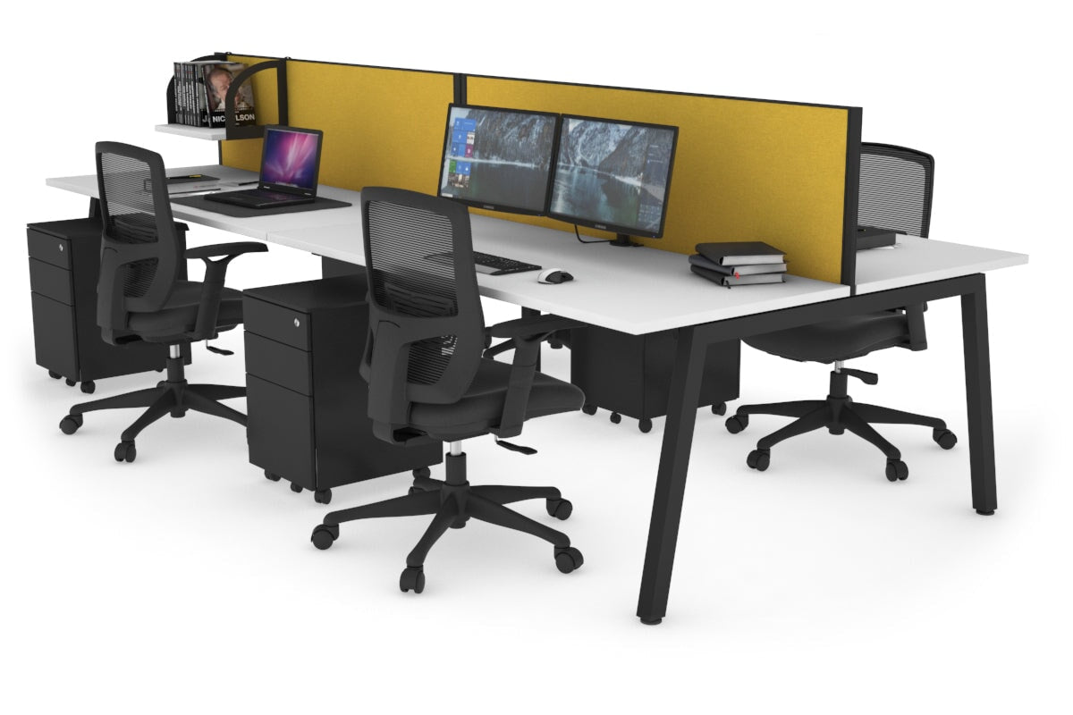 Quadro 4-Person Office Workstation Desk - 1600L x 700W Dimensions - Perfect for Team Collaboration, Open Office Spaces & Shared Workstations