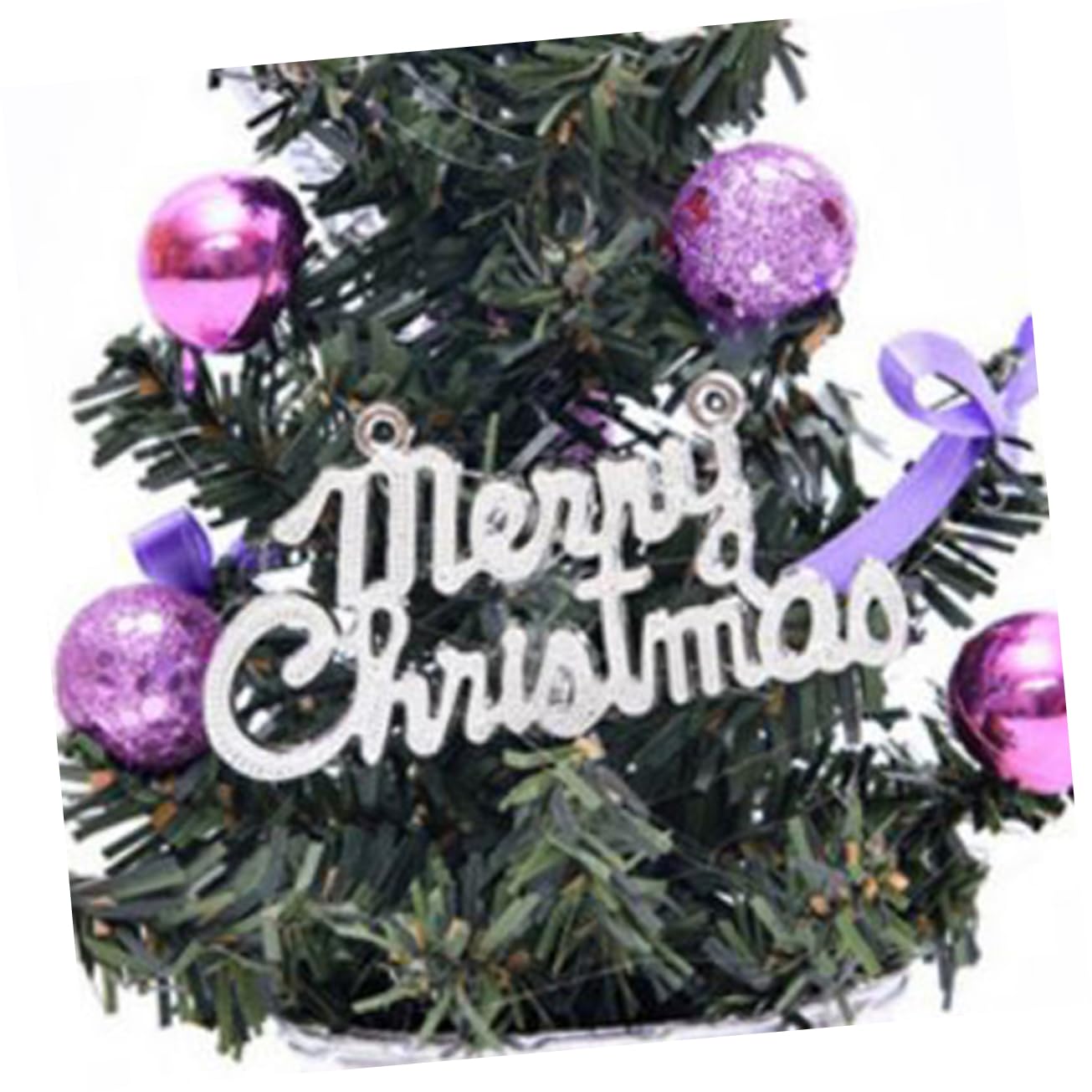 2 Pack Mini Artificial Christmas Trees - 20cm Purple Red Xmas Decor for Home, Office, Store, Wedding Tabletop & Holiday Decoration | LIOOBO Potted Plants Model for Festive Season, Christmas Party & Winter Wedding Centerpieces
