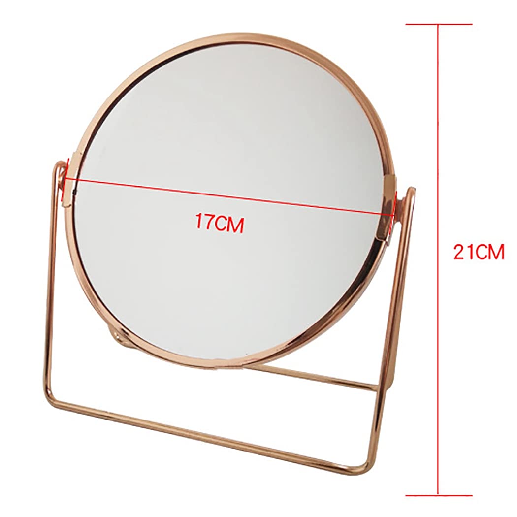 360° Rotating Double-Sided Metal Makeup Mirror - Electroplated Sturdy Vanity Mirror for Home & Travel | Perfect for Dressing Table, Bathroom & Portable Beauty Use