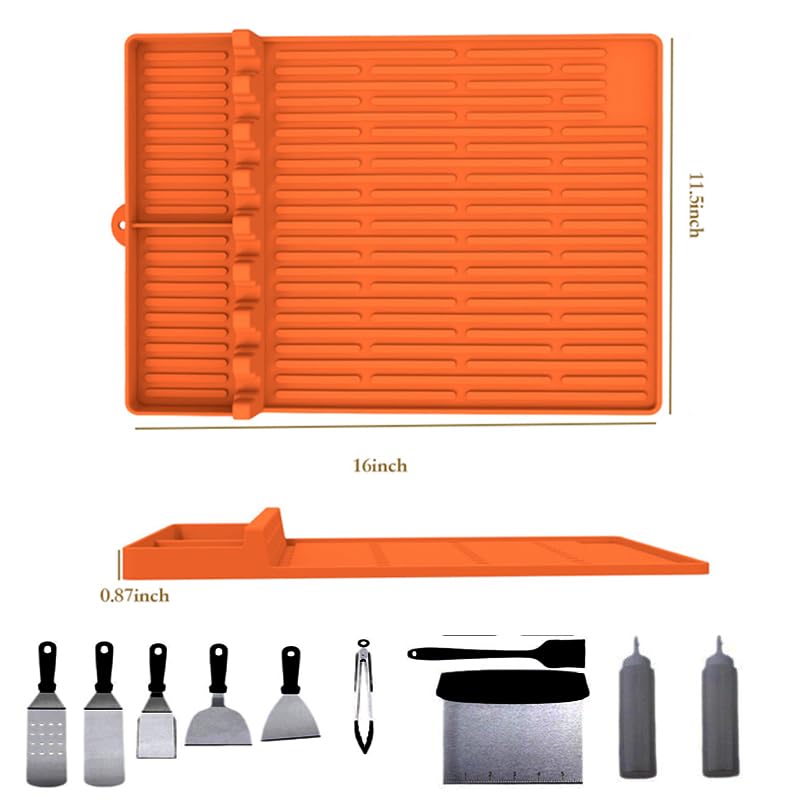 **Premium Silicone Griddle Tools Mat for Blackstone Grill – Non-Slip BBQ Accessories, Heat-Resistant Outdoor Cooking Mat – Perfect for Grilling, Flipping, and Serving (Orange)**    *(Ideal for Backyard BBQs, Camping, Tailgating, and Outdoor Cooking Adventures!)*