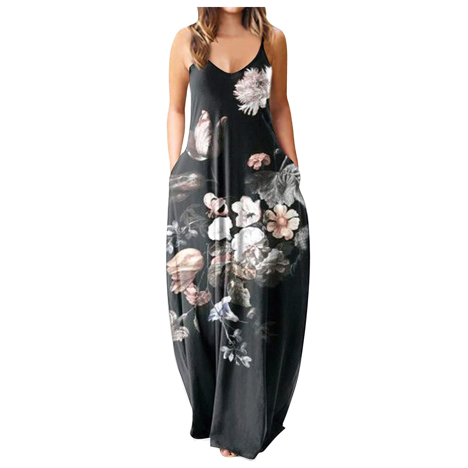 Women's Casual Loose Bohemian Maxi Dress - Sleeveless Summer Hawaiian Sundress with Pockets (Sizes S-5XL) | Perfect for Beach Vacation, Music Festivals & Boho Chic Outfits