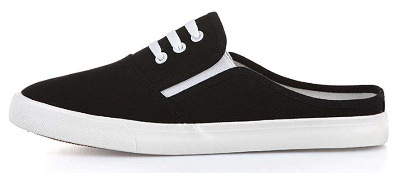 Men's & Women's Canvas Sneaker Mules - Comfortable Open Back Slip-On Flats with Round Toe | Fashionable Slides for Casual Wear, Beach, and Home Comfort