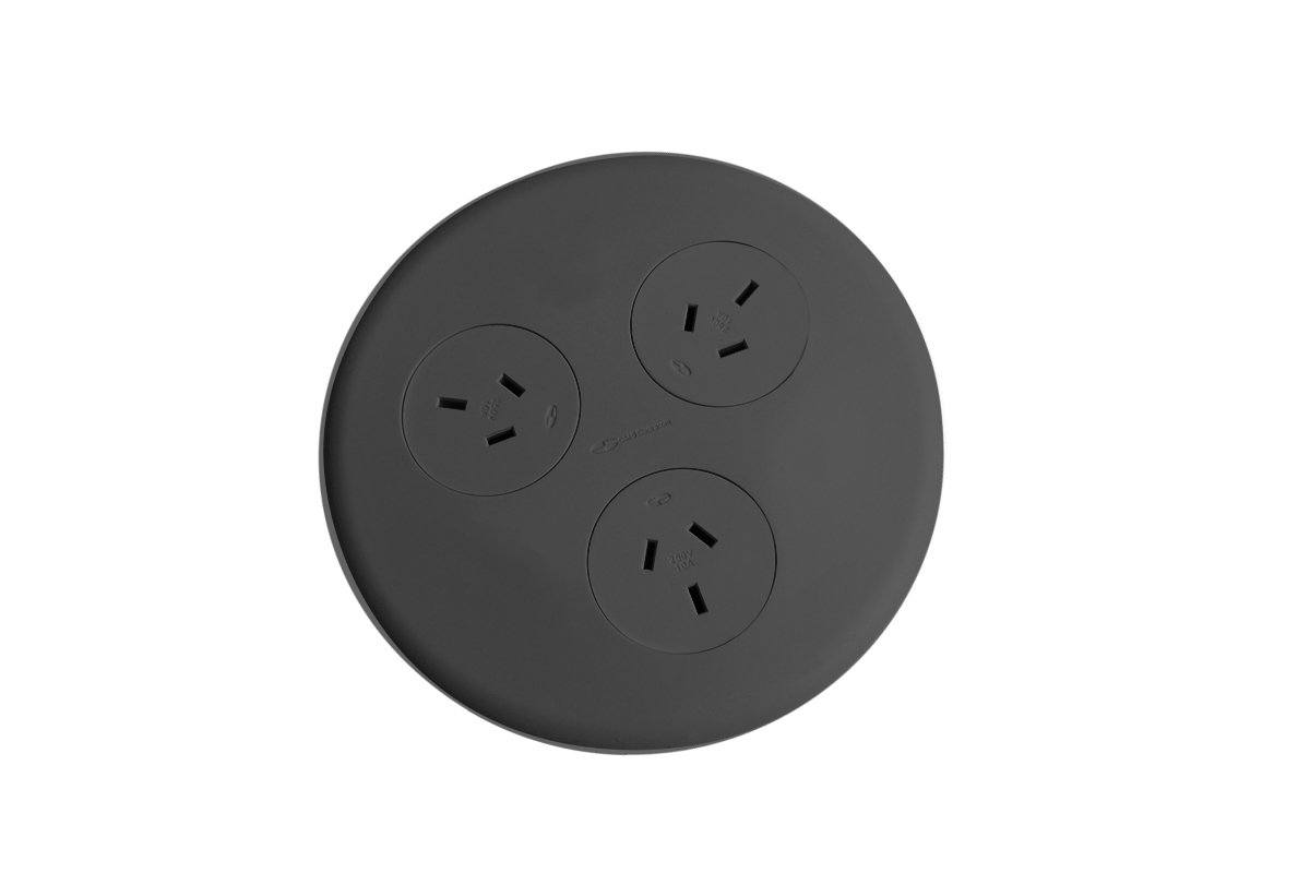 CMS Blinky In Desk Module with 10A 3 Pin Plug - Black - Power Outlet Organizer for Home Office & Gaming Setup