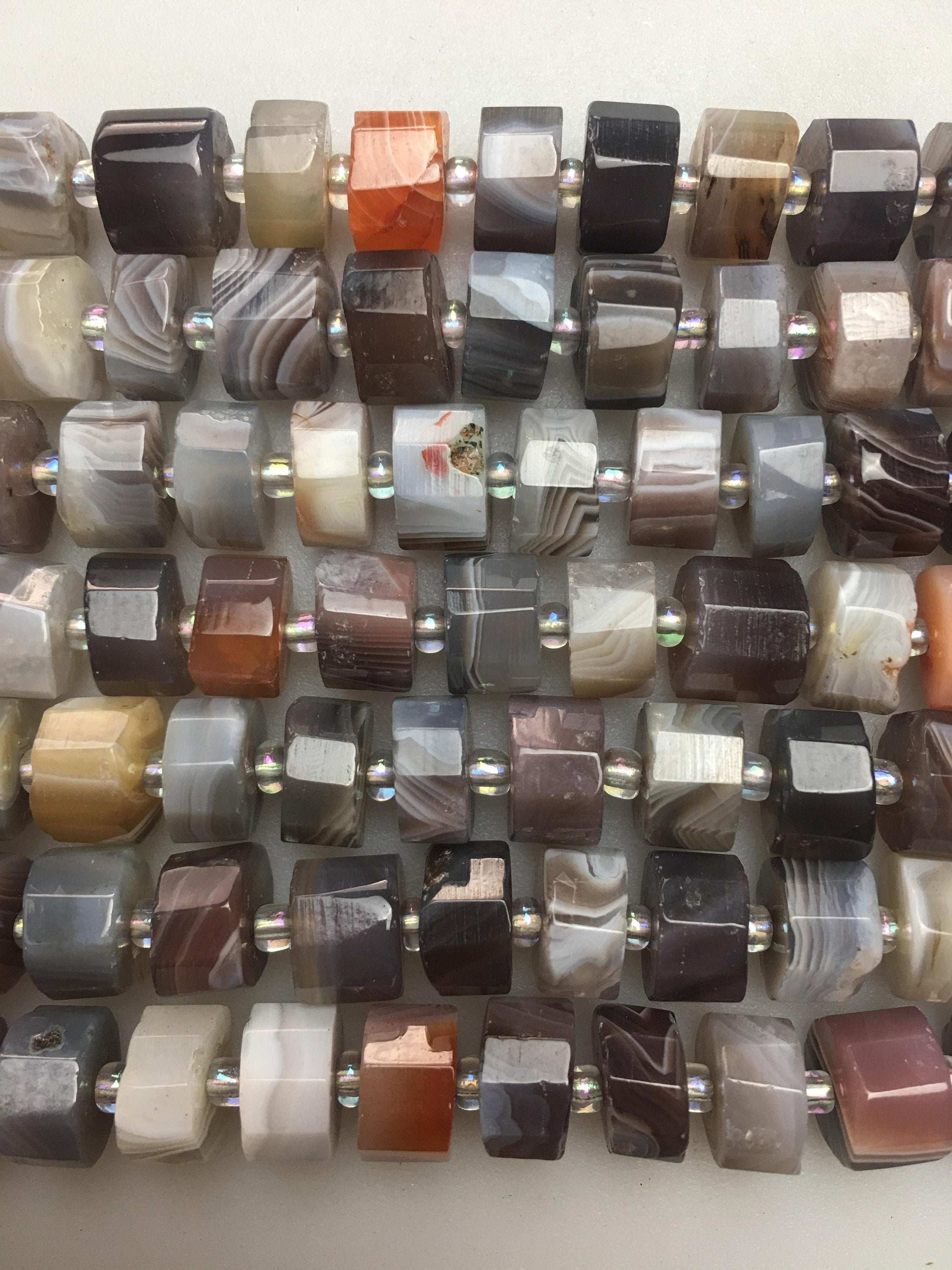 Botswana Agate Irregular Faceted Wheel Disc Beads 6x10mm 15.5 Inch Strand - Natural Stone Beads for Jewelry Making, DIY Bracelets & Necklaces