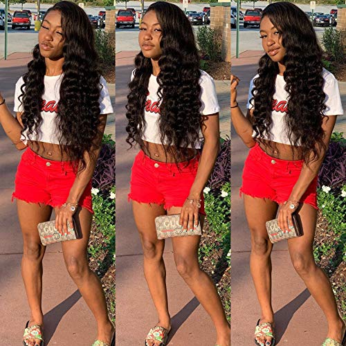 30 Inch 13x4 HD Lace Front Wig Human Hair - Deep Wave Loose Wig with Transparent Lace & Baby Hair - 150% Density Glueless Lace Frontal Wig for Daily Wear, Parties & Special Occasions