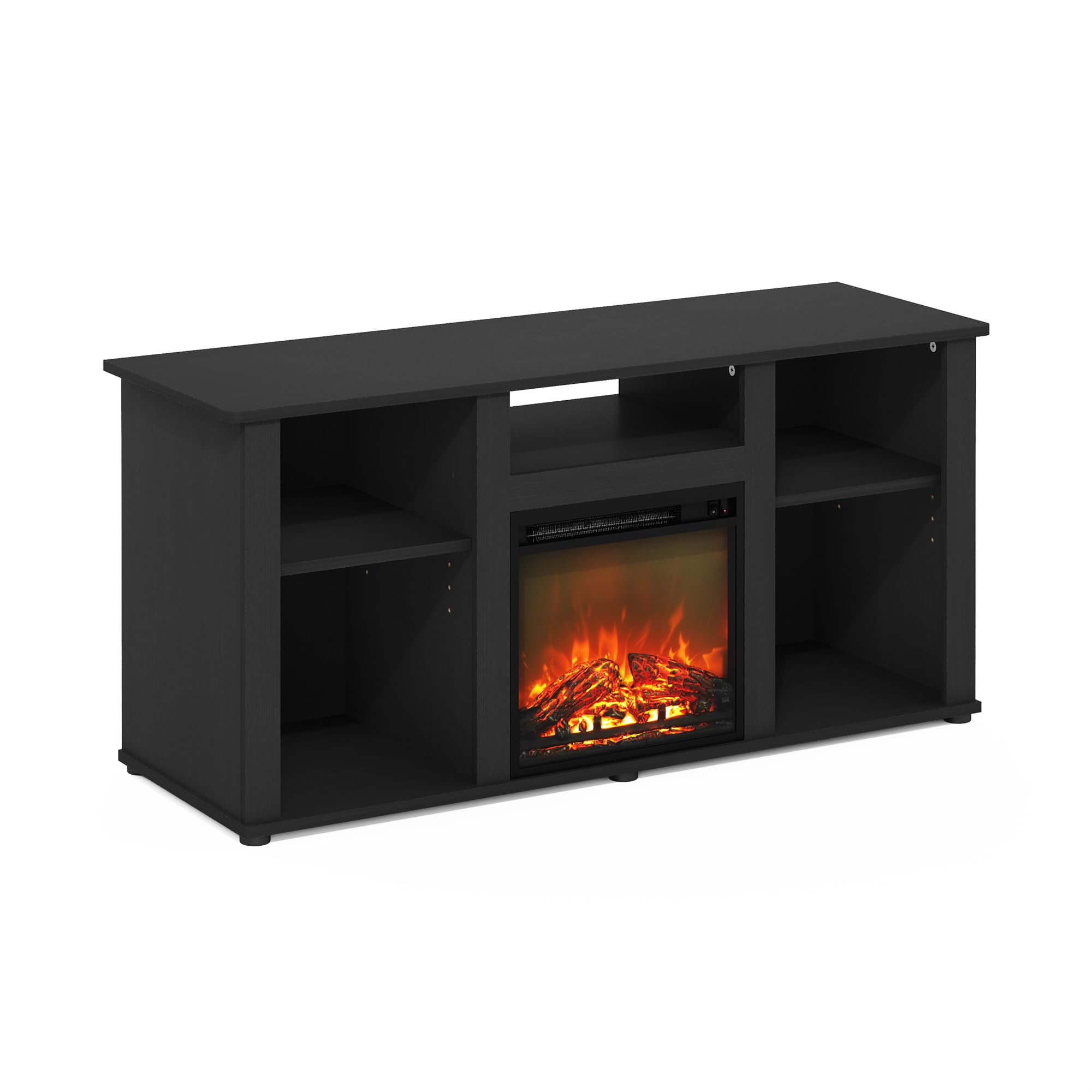 Furinno Jensen 55 Inch Fireplace TV Stand with Open Storage - Modern Entertainment Center for Living Room, Bedroom & Home Theater