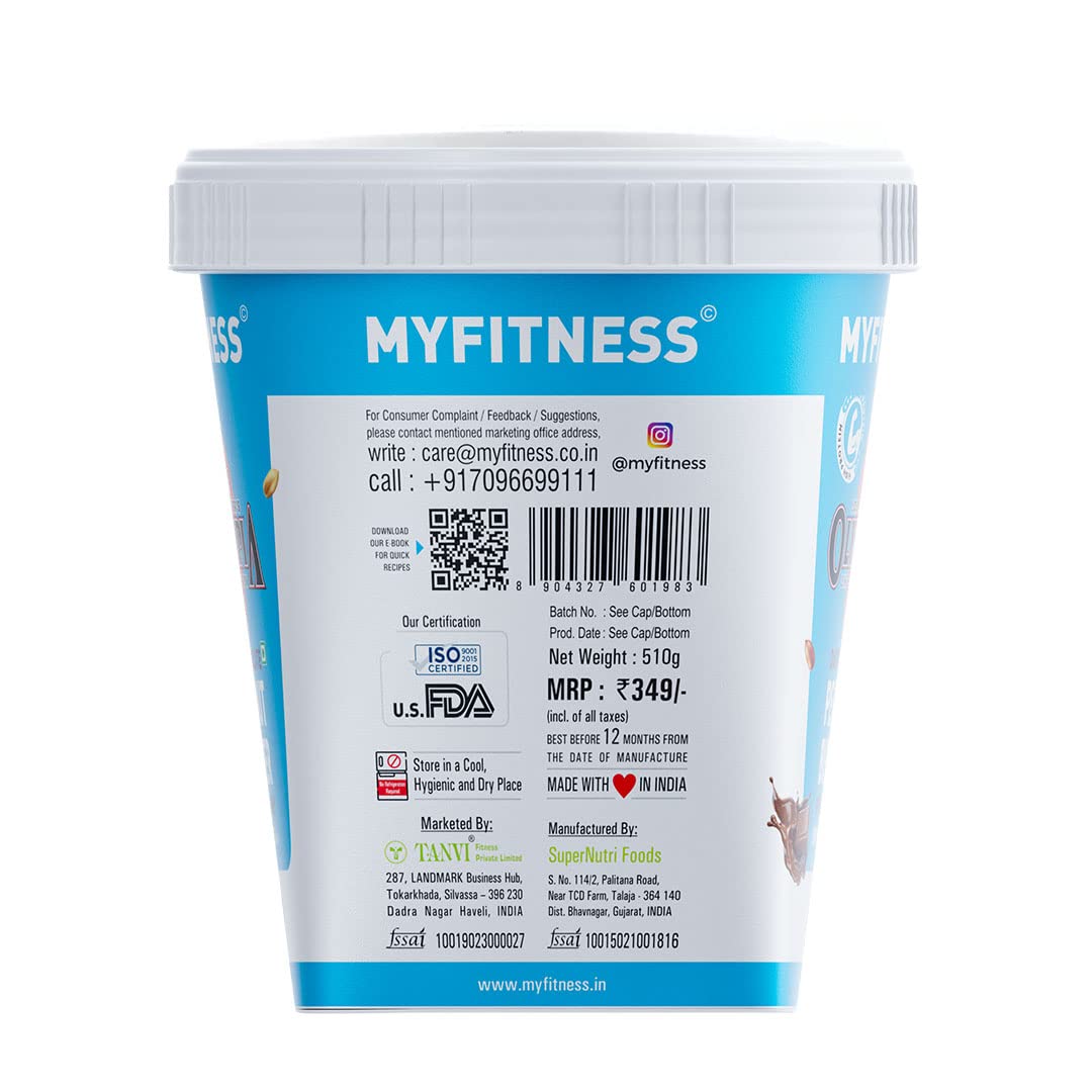 MYFITNESS Dark Chocolate Peanut Butter - Non-GMO, Gluten-Free, All Natural High Protein Spread (510g) | American Recipe | Perfect for Smoothies, Protein Shakes & Healthy Snacks