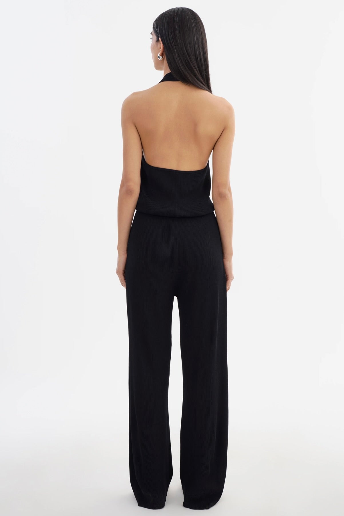 Nuria Rib Knit Jumpsuit for Women - Stretchy Comfortable One-Piece Romper with Long Sleeves - Perfect for Casual Outings, Date Nights, and Office Wear