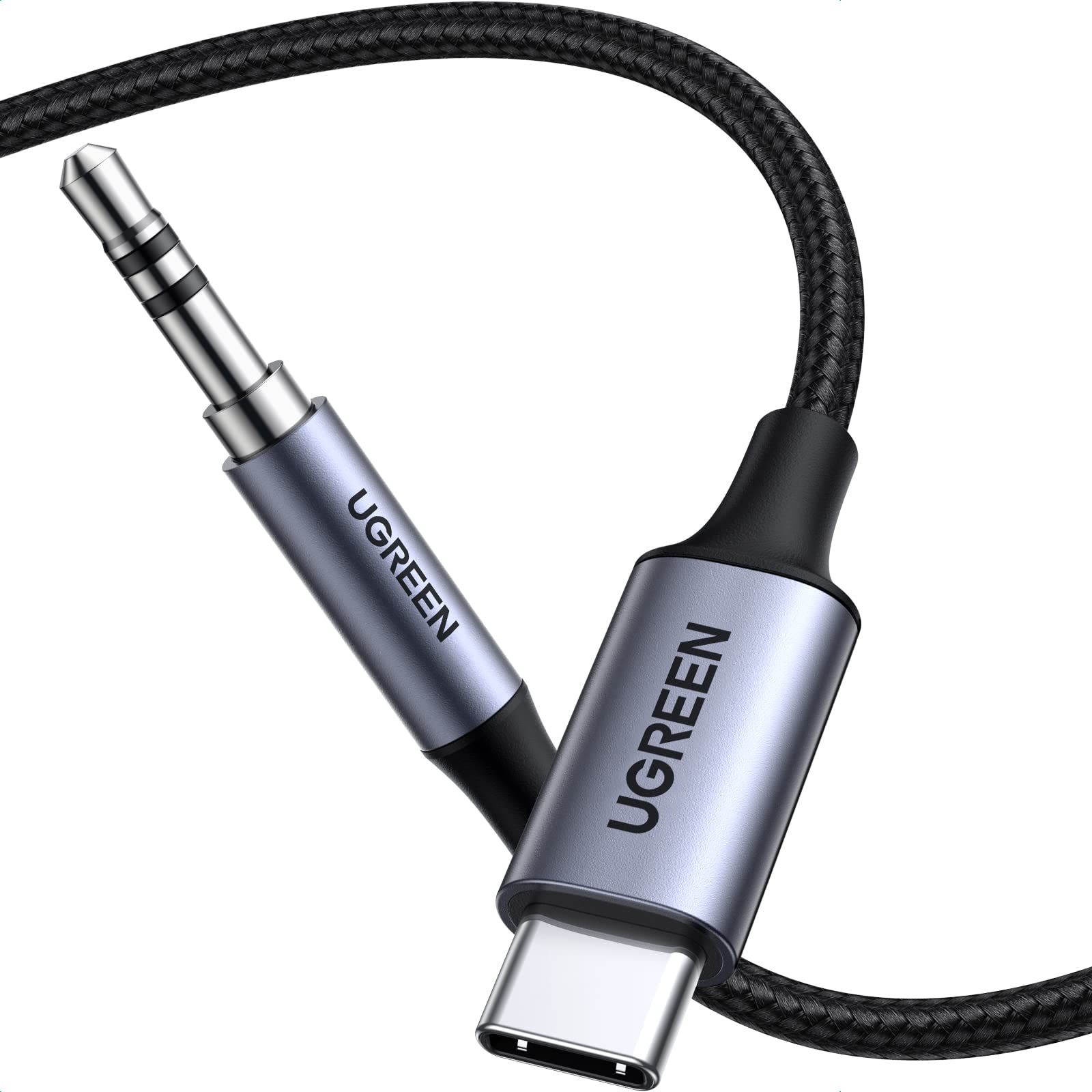 UGREEN USB C to 3.5mm Audio Adapter Hi-Fi Stereo Aux Cable (3.3FT, Gray) - Compatible with iPhone 16/15 Pro Max/Plus, Galaxy S25/S24 Ultra, iPad, Pixel 9 - Perfect for Car, Home & Travel Headphone Use