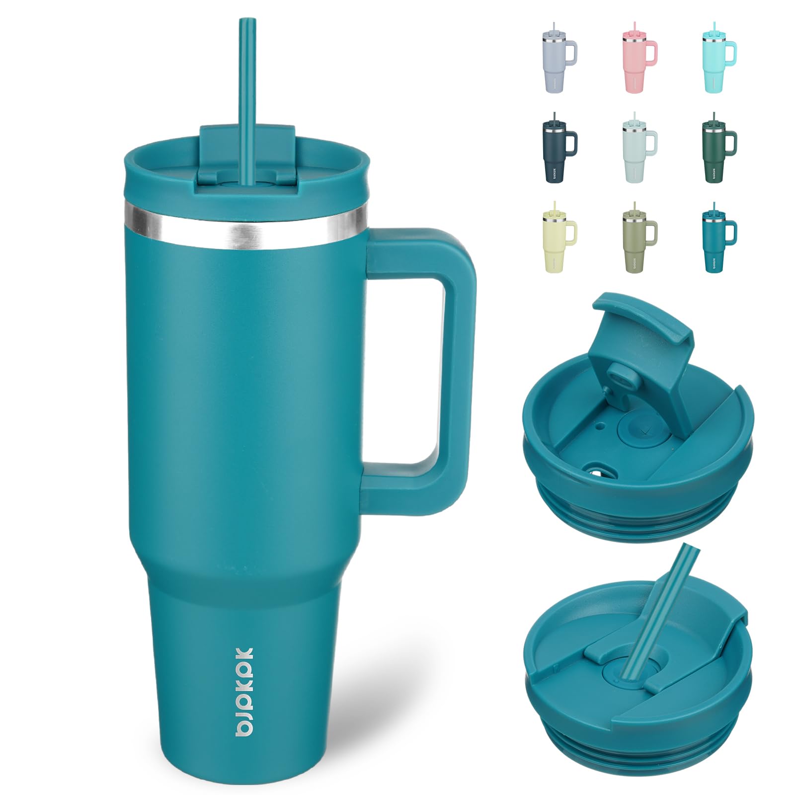 BJPKPK 40 oz Stainless Steel Insulated Tumbler with Handle, Lid & Straw - Double Wall Vacuum Insulated Cup for Hot & Cold Drinks - Perfect for Coffee, Iced Tea, Smoothies at Home, Office or Travel