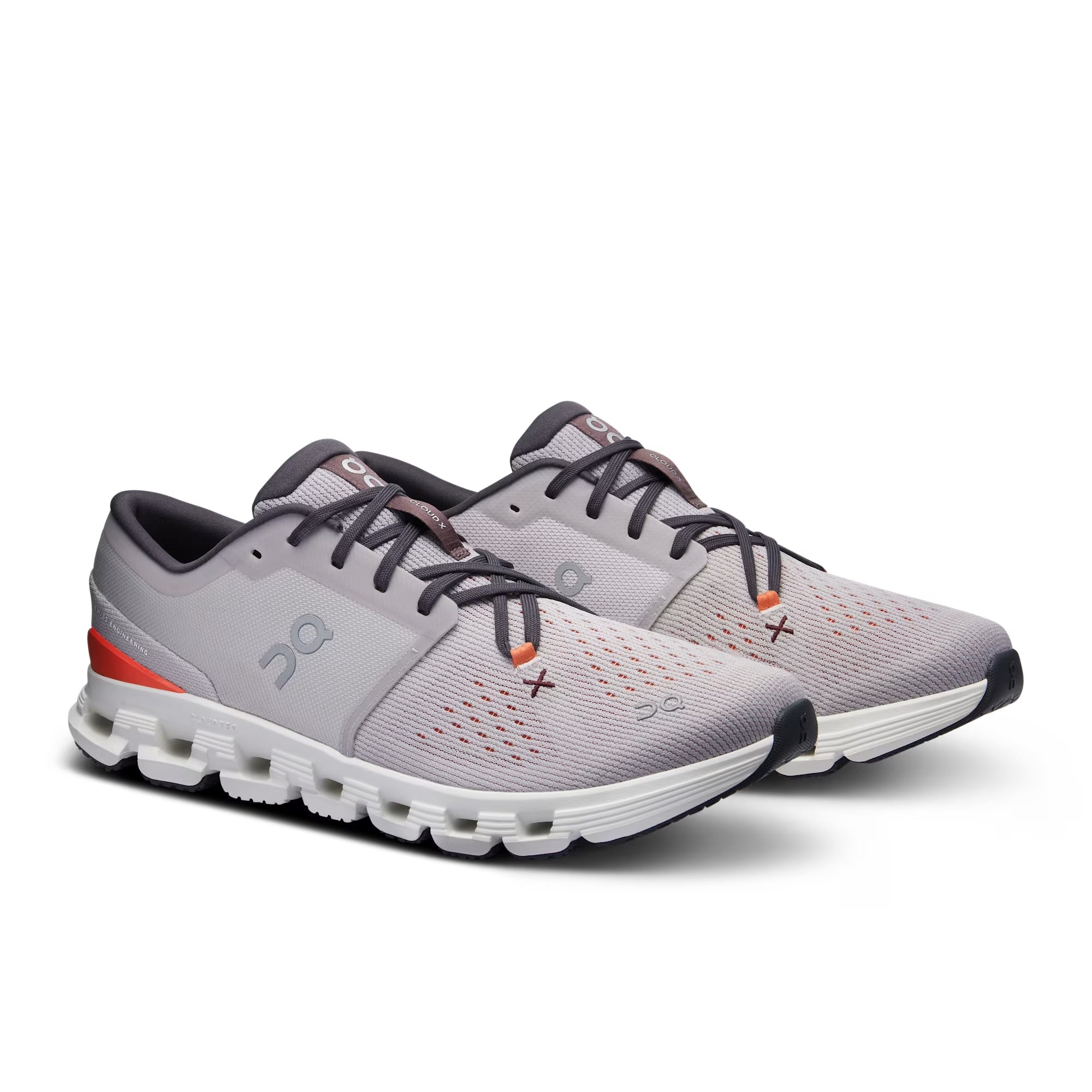 ON Men's Cloud X 4 Running Shoes - Silver/Flame Colorway - Lightweight & Cushioned for Road Running, Gym Workouts & Daily Wear