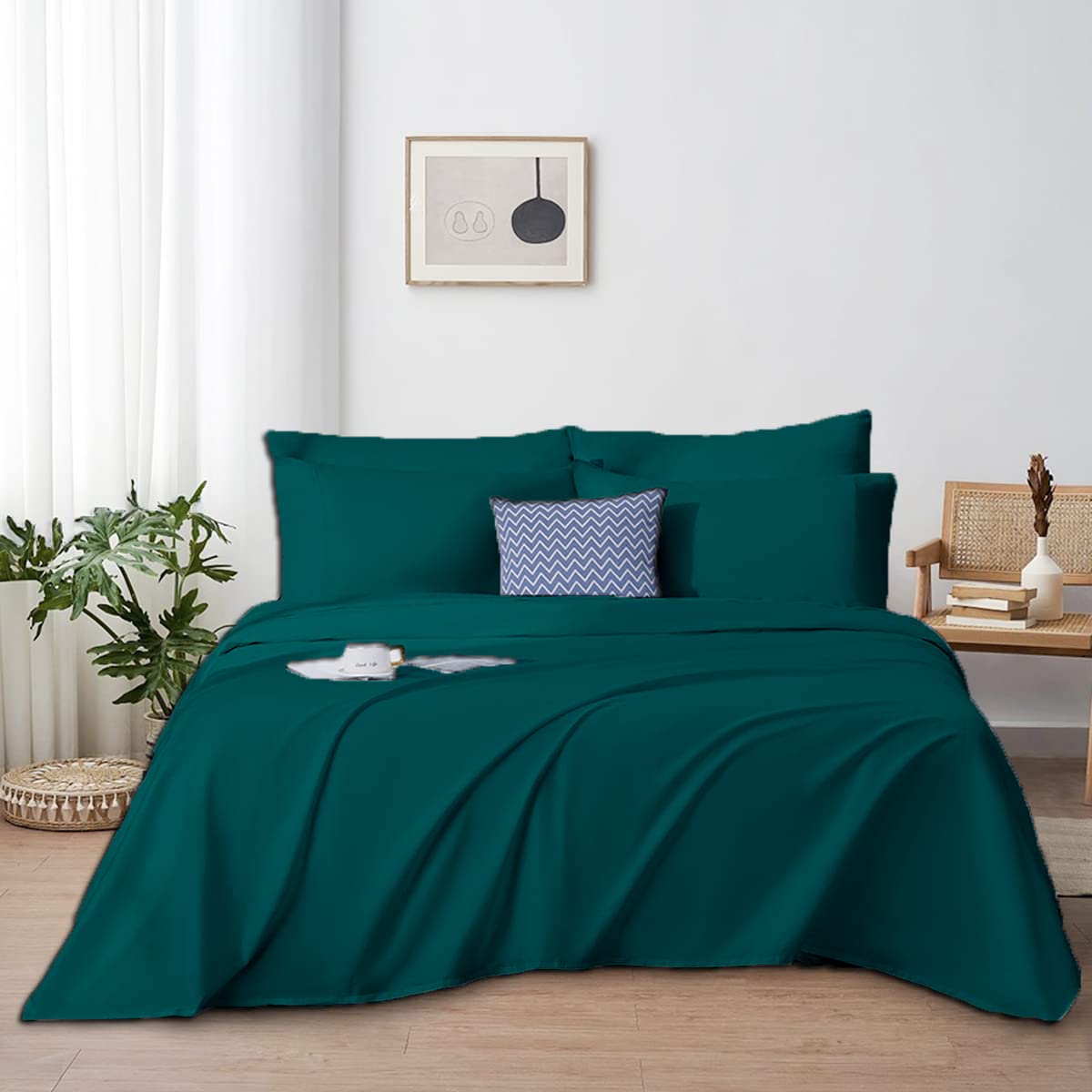 Luxury Queen Size Sheet Set - 100% Egyptian Cotton Soft & Breathable Bed Sheets - 4 Piece Set with Deep Pocket Fitted Sheet (16-18