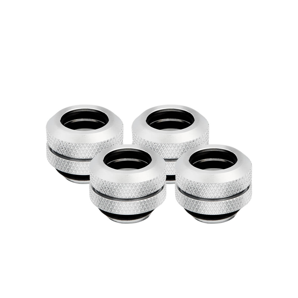 Corsair Hydro X Series XF Hardline 12mm Compression Fittings 4 Pack - Chrome Finish for Custom PC Water Cooling - Perfect for Gaming Rigs and High-Performance Computers