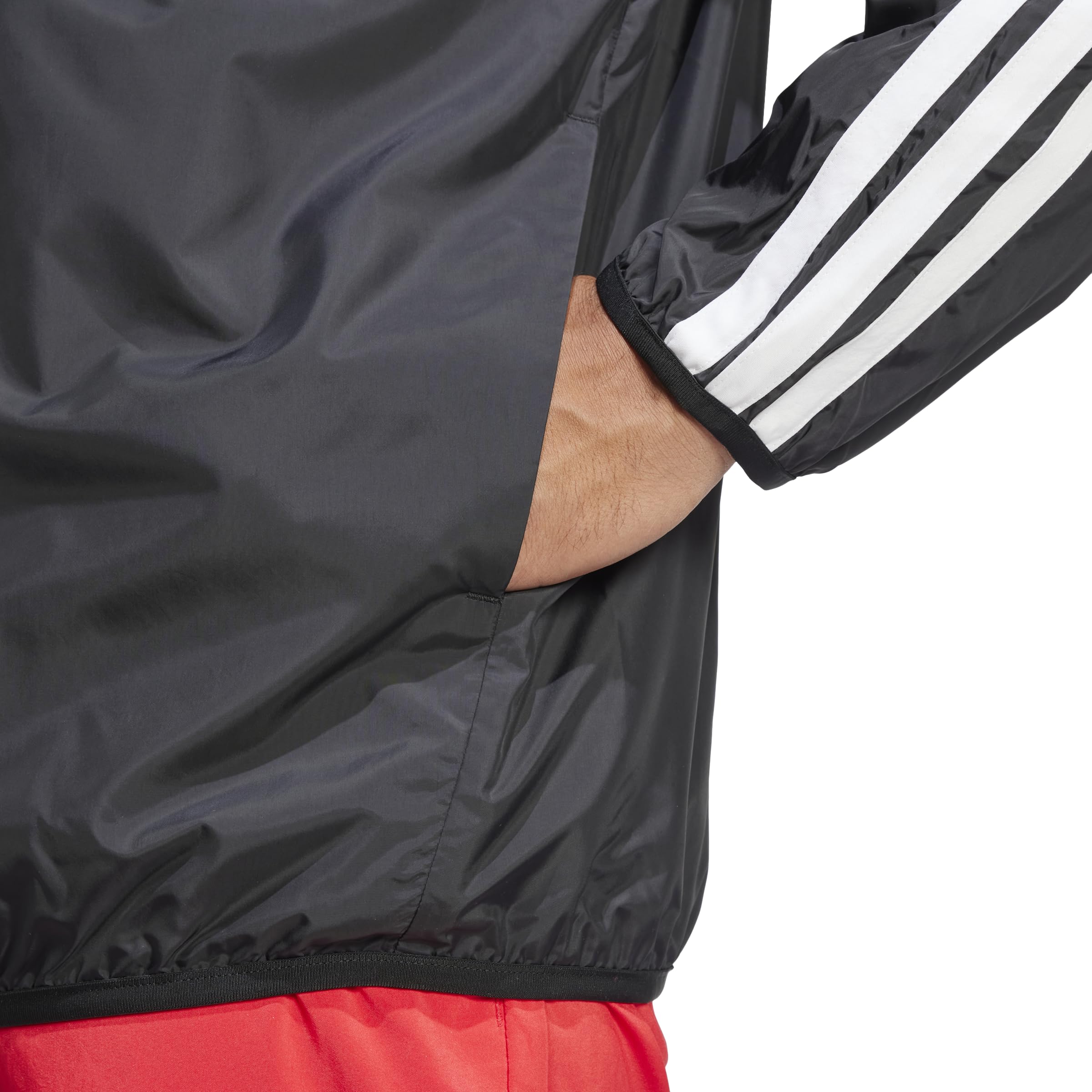 Adidas Men's Essentials 3-Stripes Lightweight Windbreaker Jacket - Water-Resistant Running & Outdoor Sports Hoodie for Jogging, Hiking, and Casual Wear