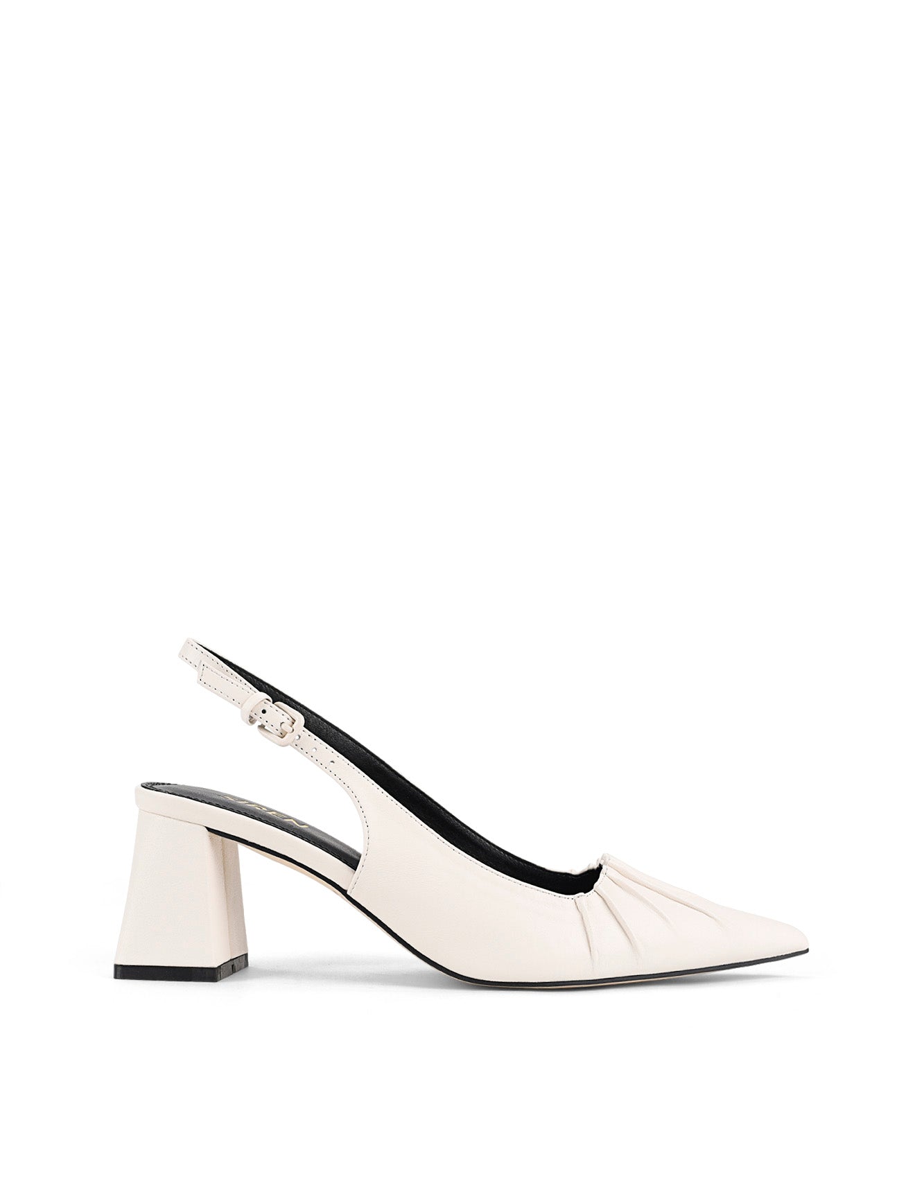Yabell Women's Slingback Block Heels - Comfortable Chunky Heel Sandals in Premium Chalk White Leather | Perfect for Office, Wedding & Summer Outfits