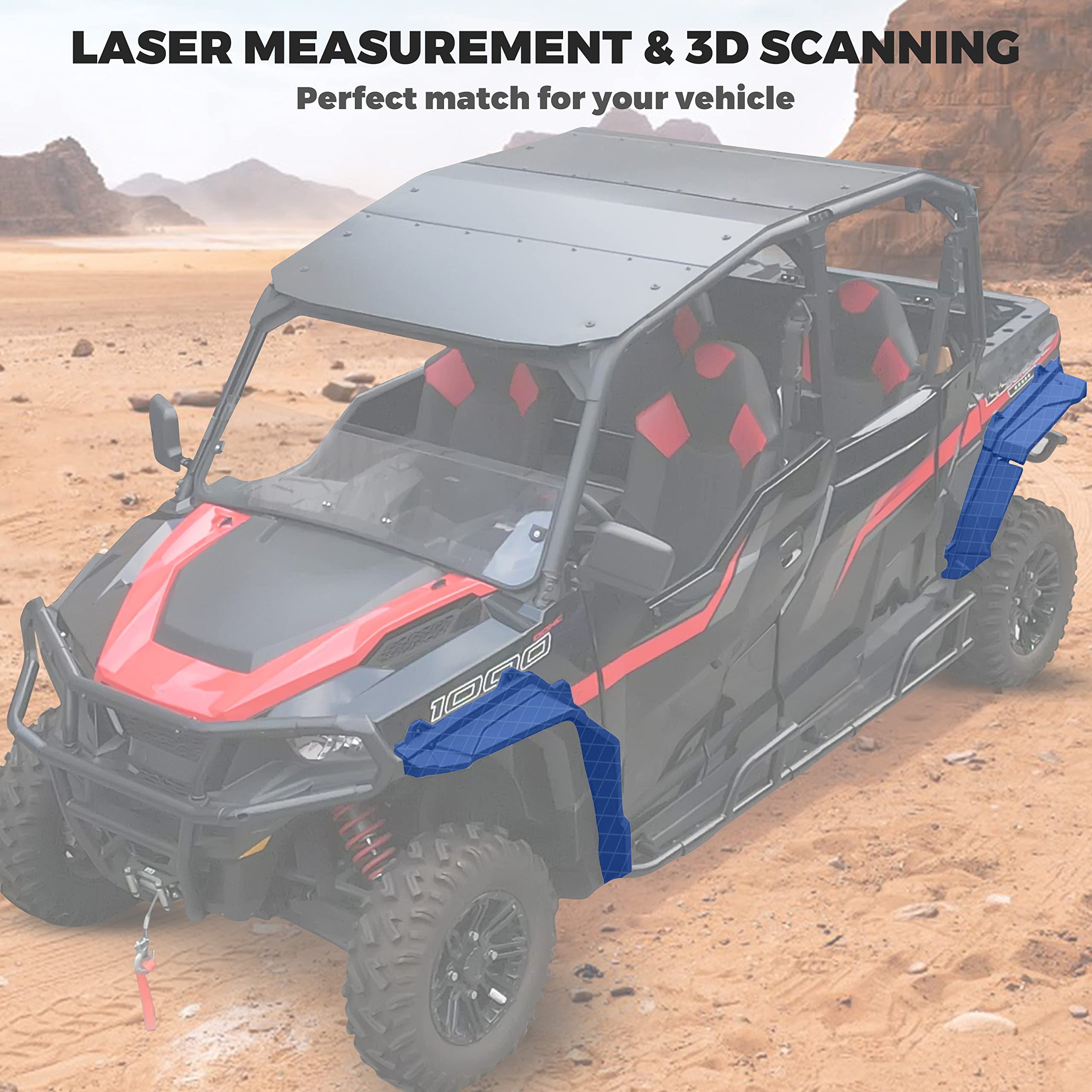 SAUTVS XL Heavy Duty Fender Flares & Mud Guards for Polaris General 1000/4 (2016-2025) - Front & Rear Replacement Accessories #2884220 | Off-Road Protection & Mud Splash Prevention for UTV Adventures