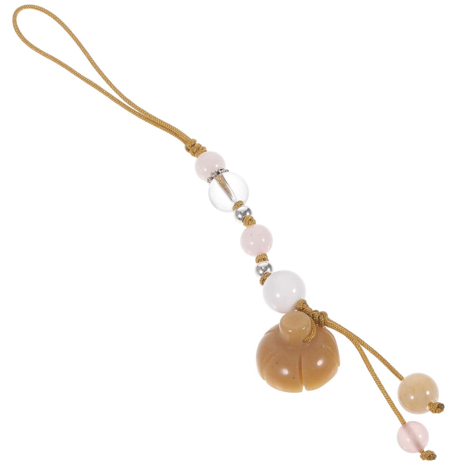 Hemobllo Jade Agate Phone Strap - Creative Keychain & Car Hanging Pendant - Elegant Phone Charm for Mobile, Keys, Car Decor & Fashion Accessories (Yellow) | Perfect for Daily Use, Gifts & Personal Style Enhancement