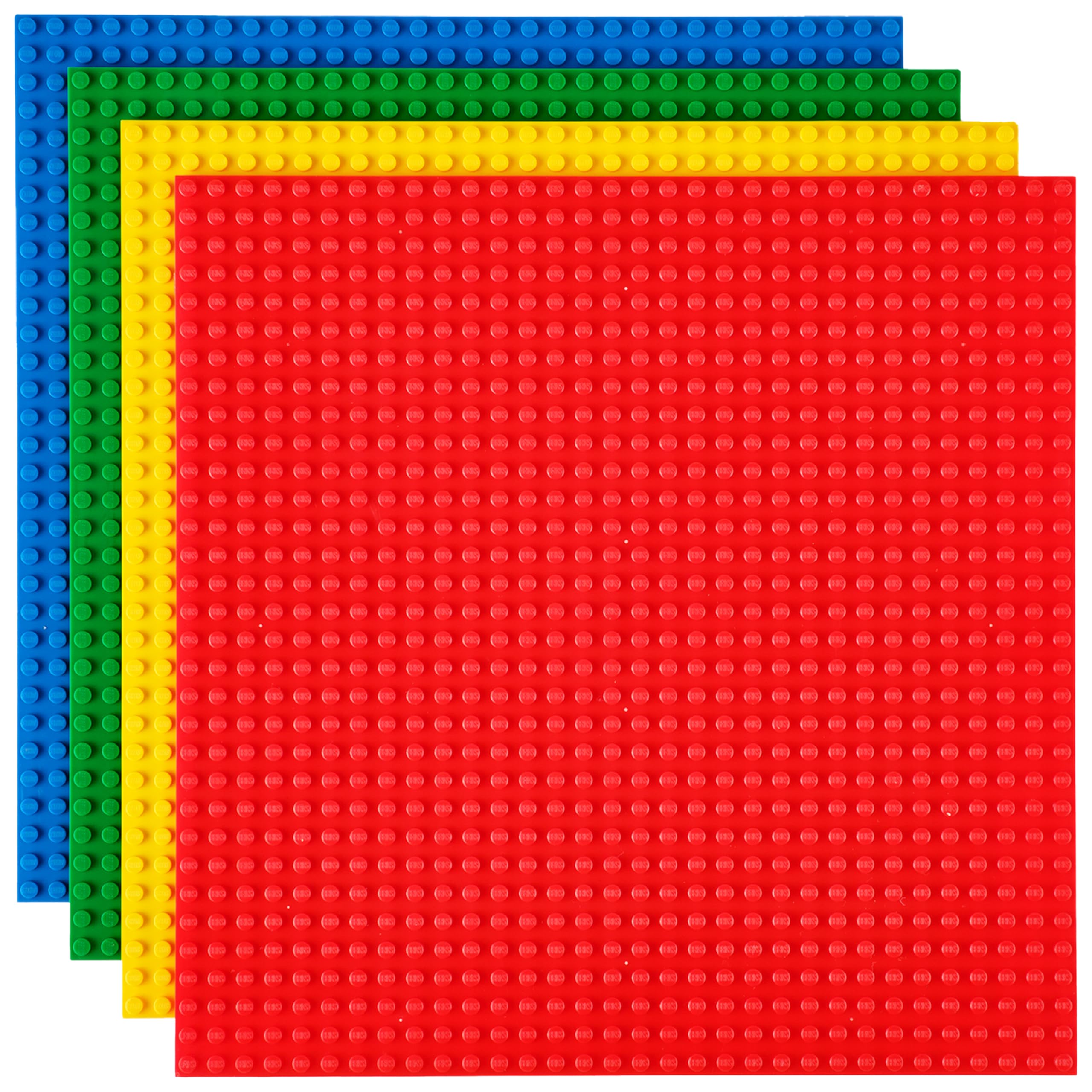 Strictly Briks 4 Pack 10x10 Inch Baseplates - 100% Lego Compatible, Stackable Building Plates with 32x32 Studs for Kids & Adults - Perfect for Lego Cities, MOC Displays & Creative Play (Basic Colors)
