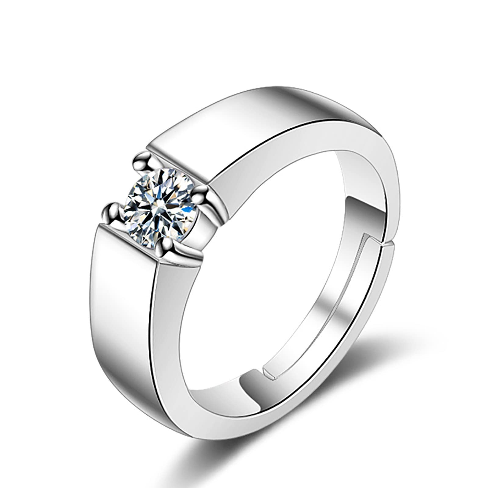 Elegant Diamond-Plated Cocktail Eternity Rings for Women & Men - Sterling Silver Promise Bands, Wedding Bands, Couple Rings (One Size) - Perfect for Valentine's Day, Anniversaries & Special Occasions