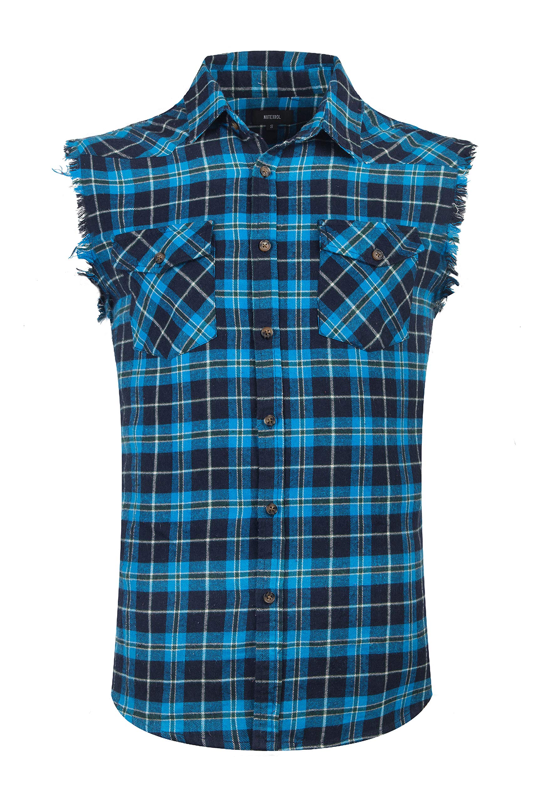 Nutexrol Men's Casual Flannel Plaid Sleeveless Shirt - Breathable Cotton Plus Size Vest for Outdoor Activities & Layering