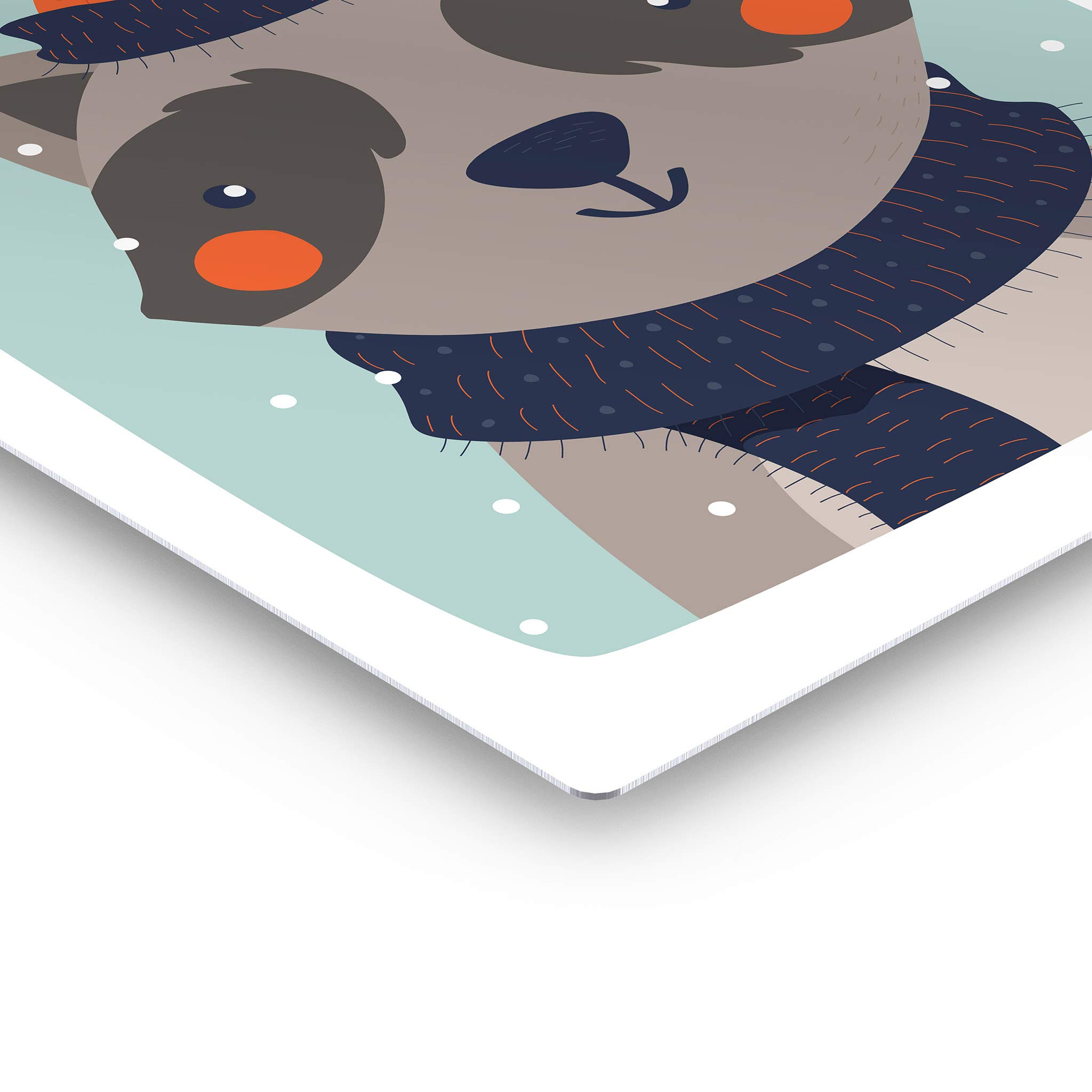 Cute Raccoon Winter Theme Metal Wall Art - Turquoise Background Kids Room Decor, Nursery Decor, Baby Room Decor - 12x8 Inches - Made in USA | Perfect for Children's Bedrooms, Playrooms & Winter-Themed Nurseries