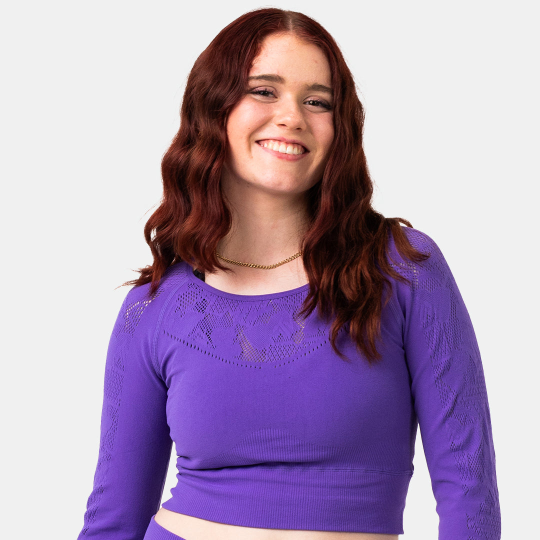MTV Women's Sporty Long Sleeve Crop Top - Athletic Workout Shirt for Yoga, Running & Gym - Breathable Comfort Fit Activewear